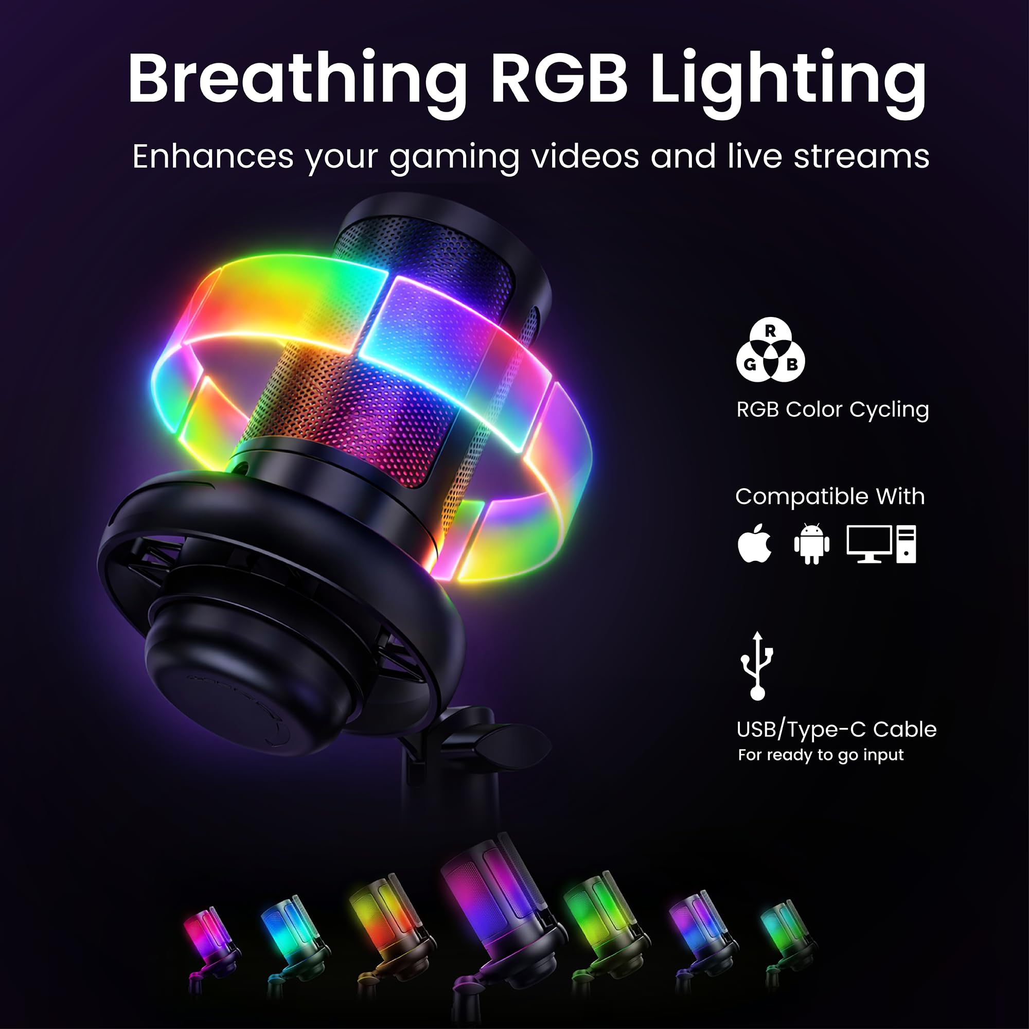 Webcam Streaming Kit with USB RGB Microphone & LED Light – 1080P 30FPS Streaming Camera Bundle for Twitch, YouTube, Podcasting, WFH – PC & Mac Compatible (Console Requires Computer & Capture Card)