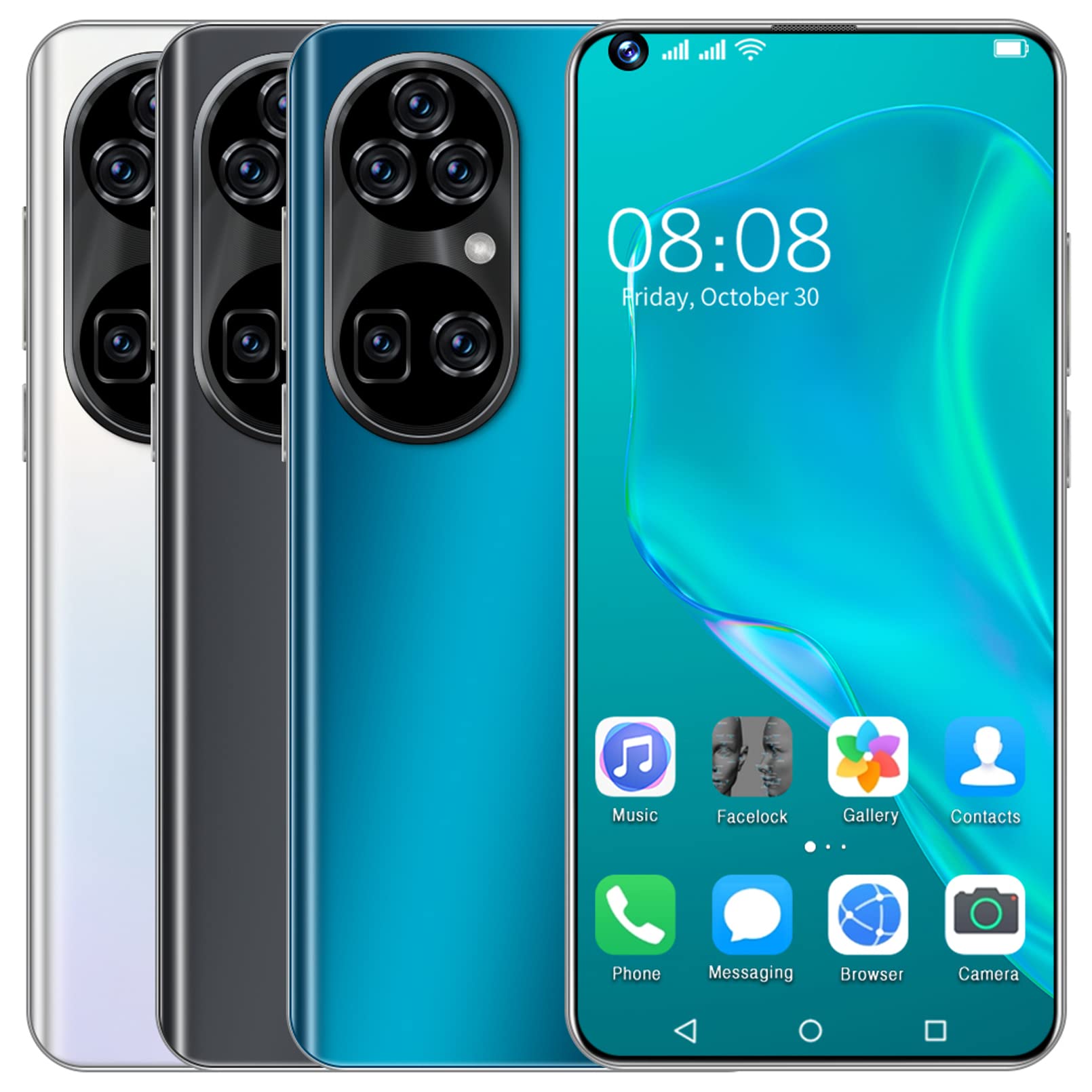 LSRRYD 6800mAh android 11.0 Mobile Phones 4 GB RAM, 64GB ROM 5G Cell Phone Dual SIM Face Unlock Smartphone Face ID,Black,L