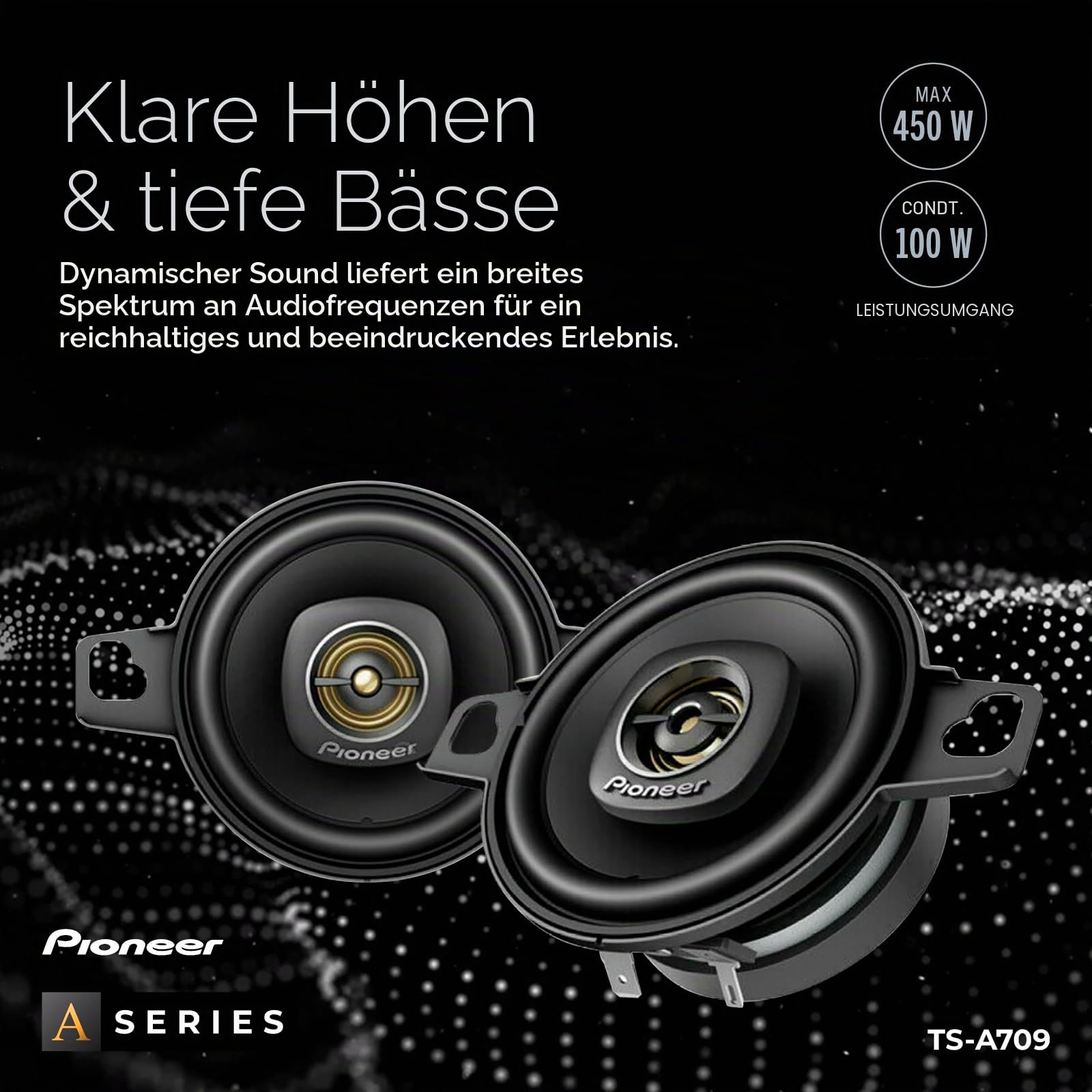 Pioneer TS-A709 A Series 2-3/4" 2-Wege, 450W Max Power, 16mm Hochtöner - Koaxial-Lautsprecher (Paar)