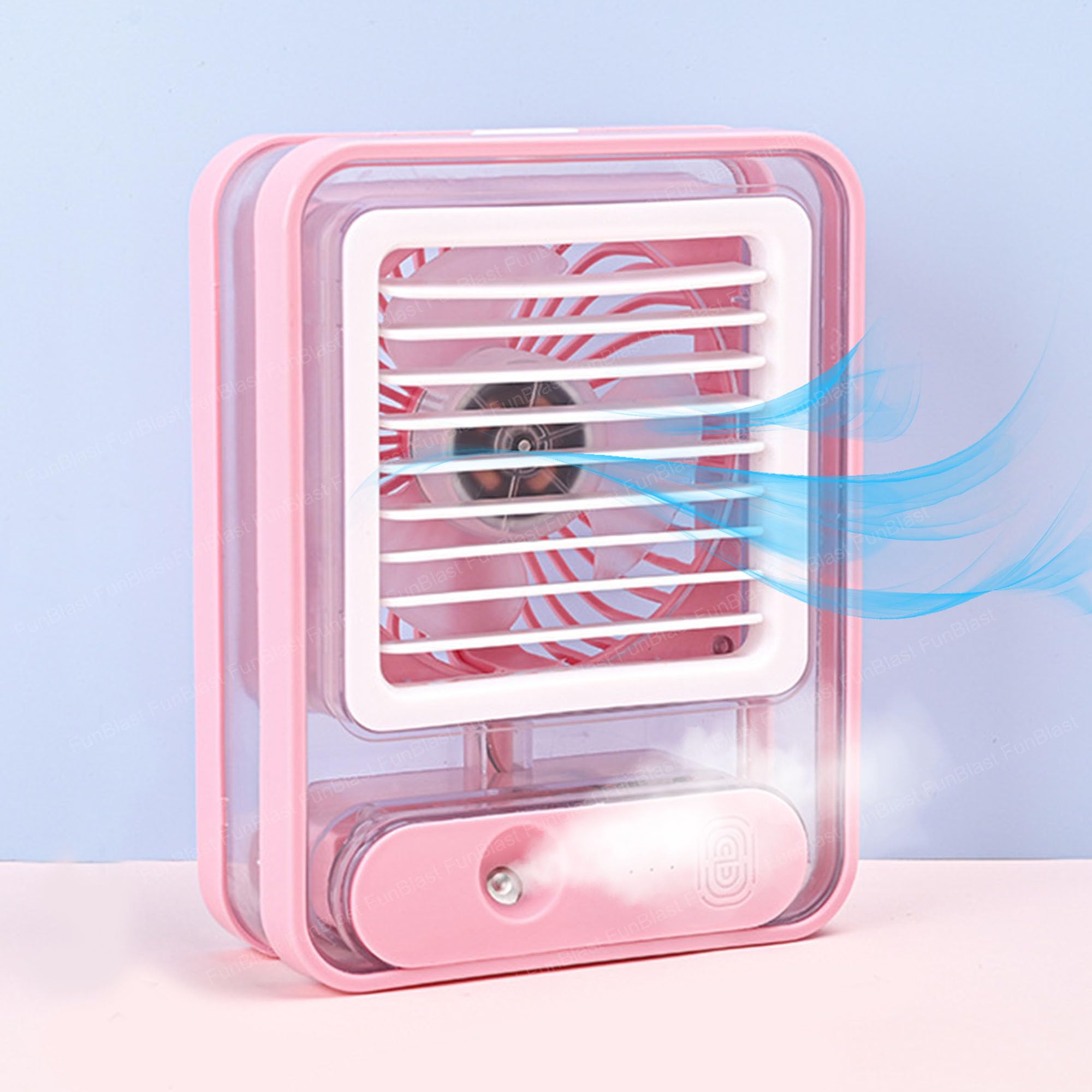 FunBlast Portable Fan – Desk Fan with Mist Spray, Travel Cooler Fan, Water Misting Fan, USB Rechargeable Mini Desktop Table Cooling Fan for Office, Water Cooler for Travel, Makeup Fan (Pink)-image-30