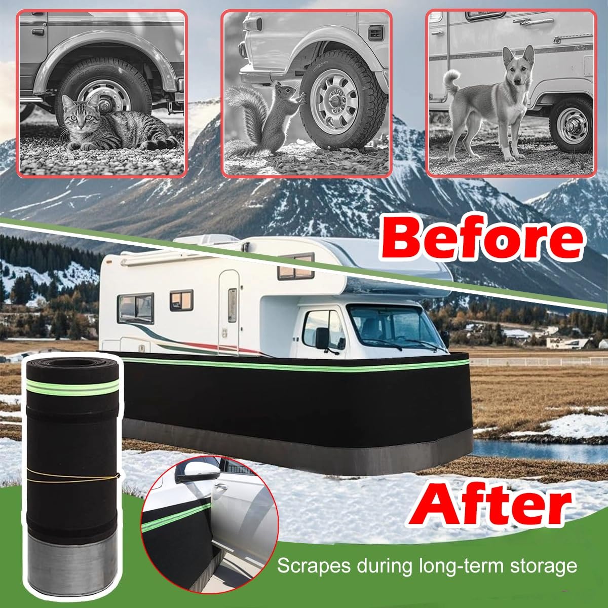 Faldón para Caravana Resistente A Mordeduras con Cerradura, Fácil De Instalar, Cubierta para Autocaravanas para Todas Las Estaciones(H 31.5in/80cm,30ft/9m)