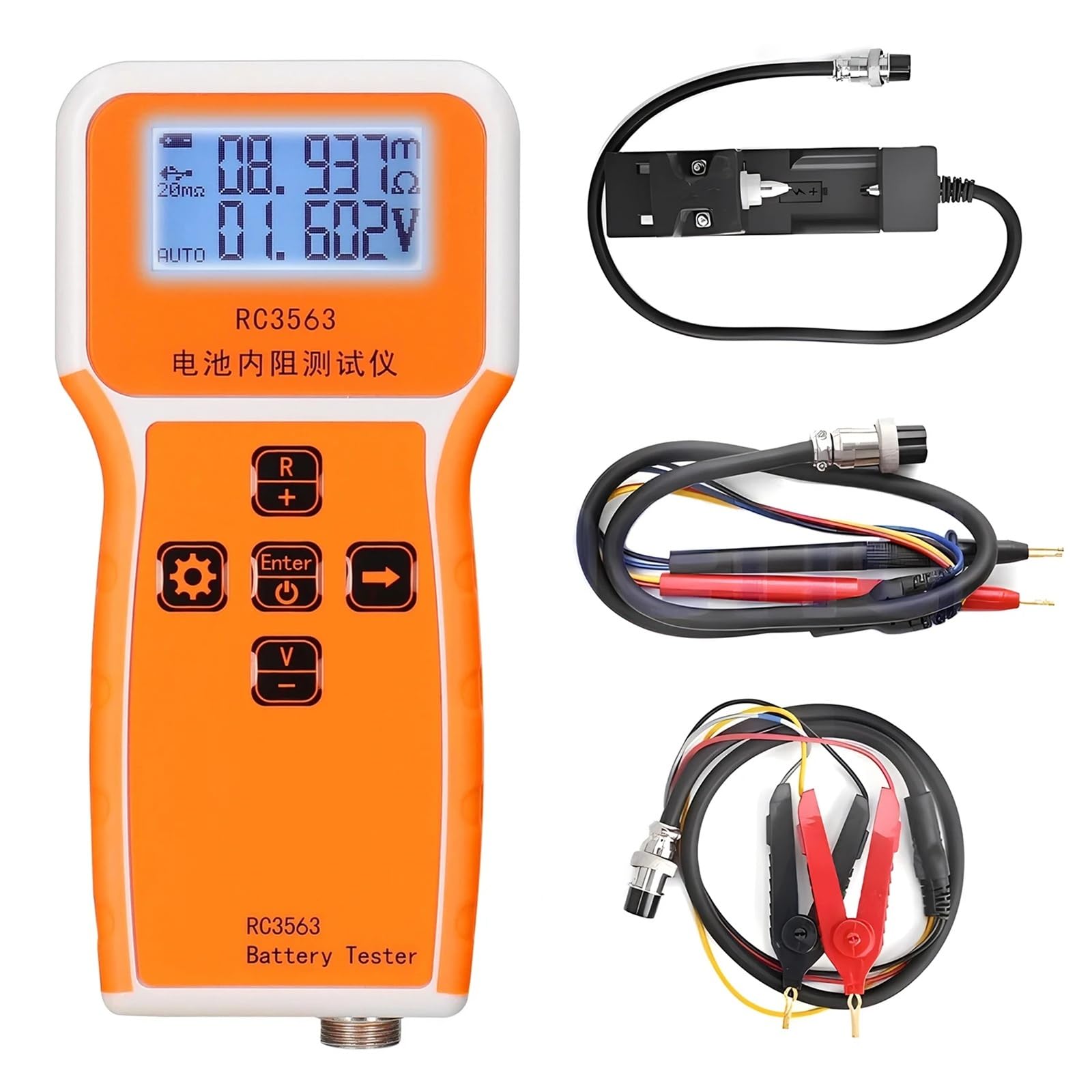 Battery Internal Resistance Tester 200Ω 100V 3-Digit Lead Acid Lithium True 4-Wire Auto Detector(Set B)