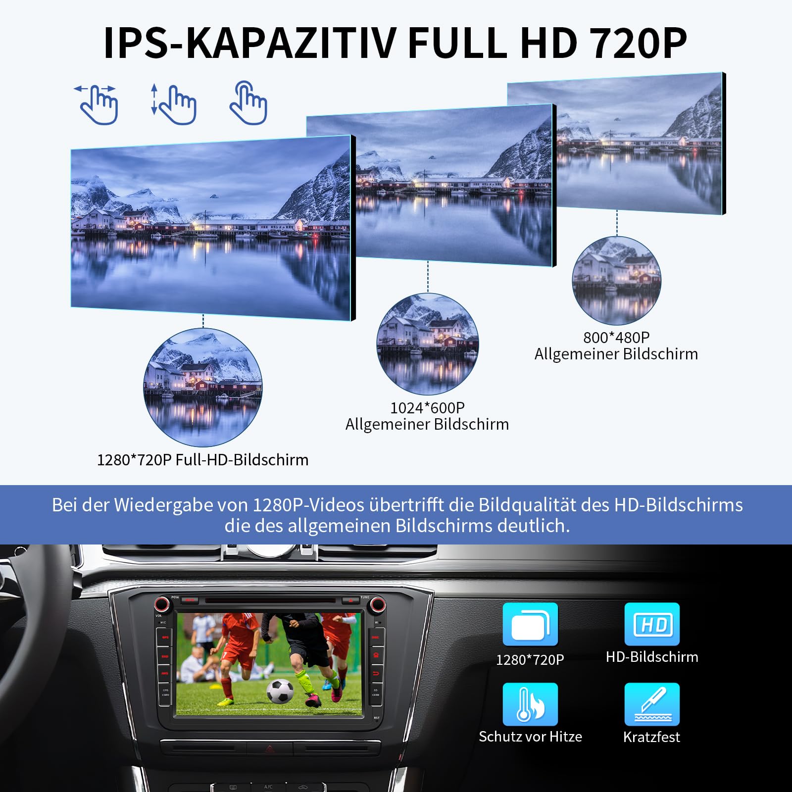 8" 4G+64G Android 15 Autoradio mit Navi für VW T5 Golf 5 6 Polo Sharan Seat Passat Tiguän, Doppel din Radio IPS Bildschirm Mediareceiver mit CarPlay Android Auto Bluetooth PDC RDS CD