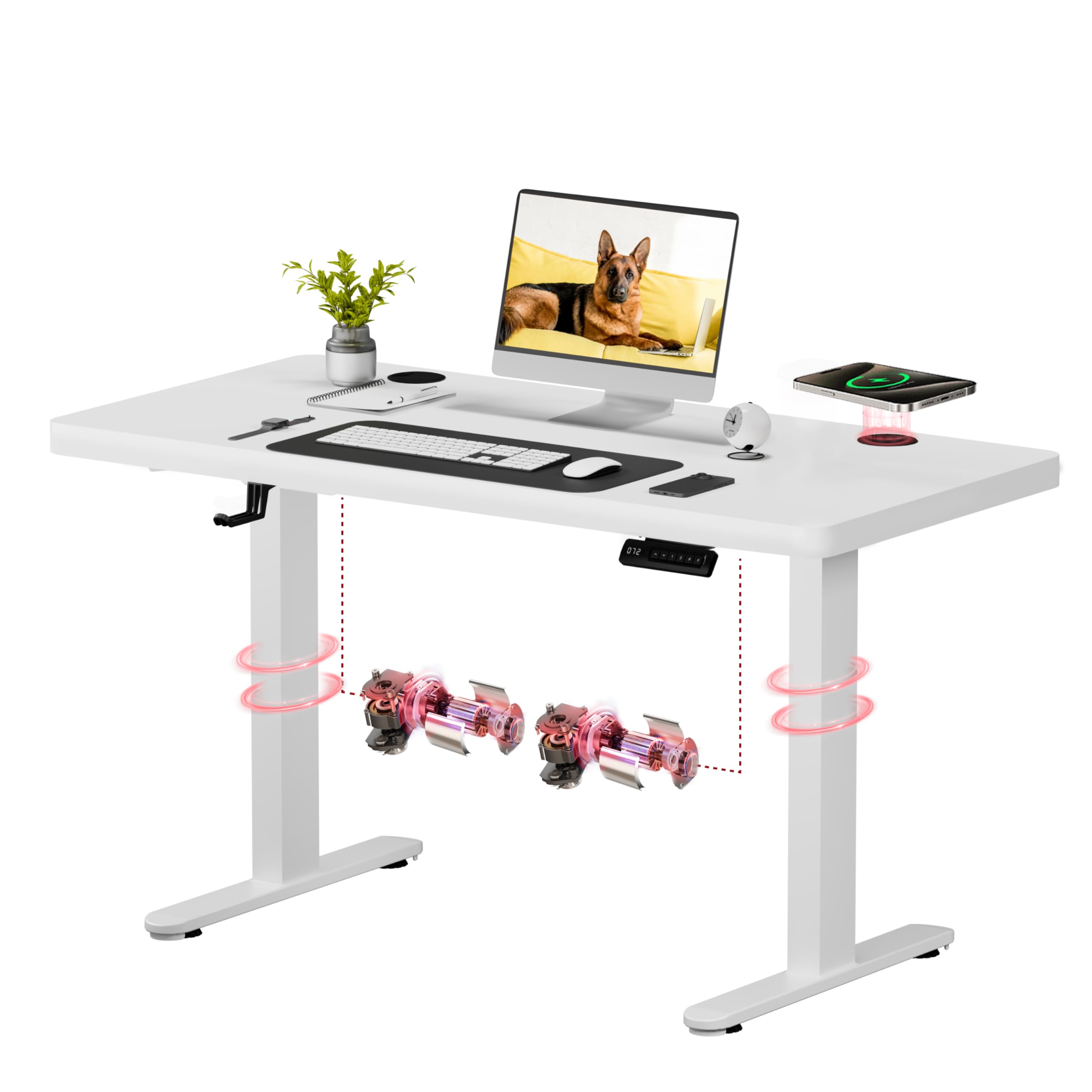SANODESK Höhenverstellbarer Schreibtisch mit EINTEILIGER Tischplatte