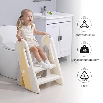 Sgabello Bambini 2 Gradini - Pieghevole, Antiscivolo, Per Bagno E Cucina