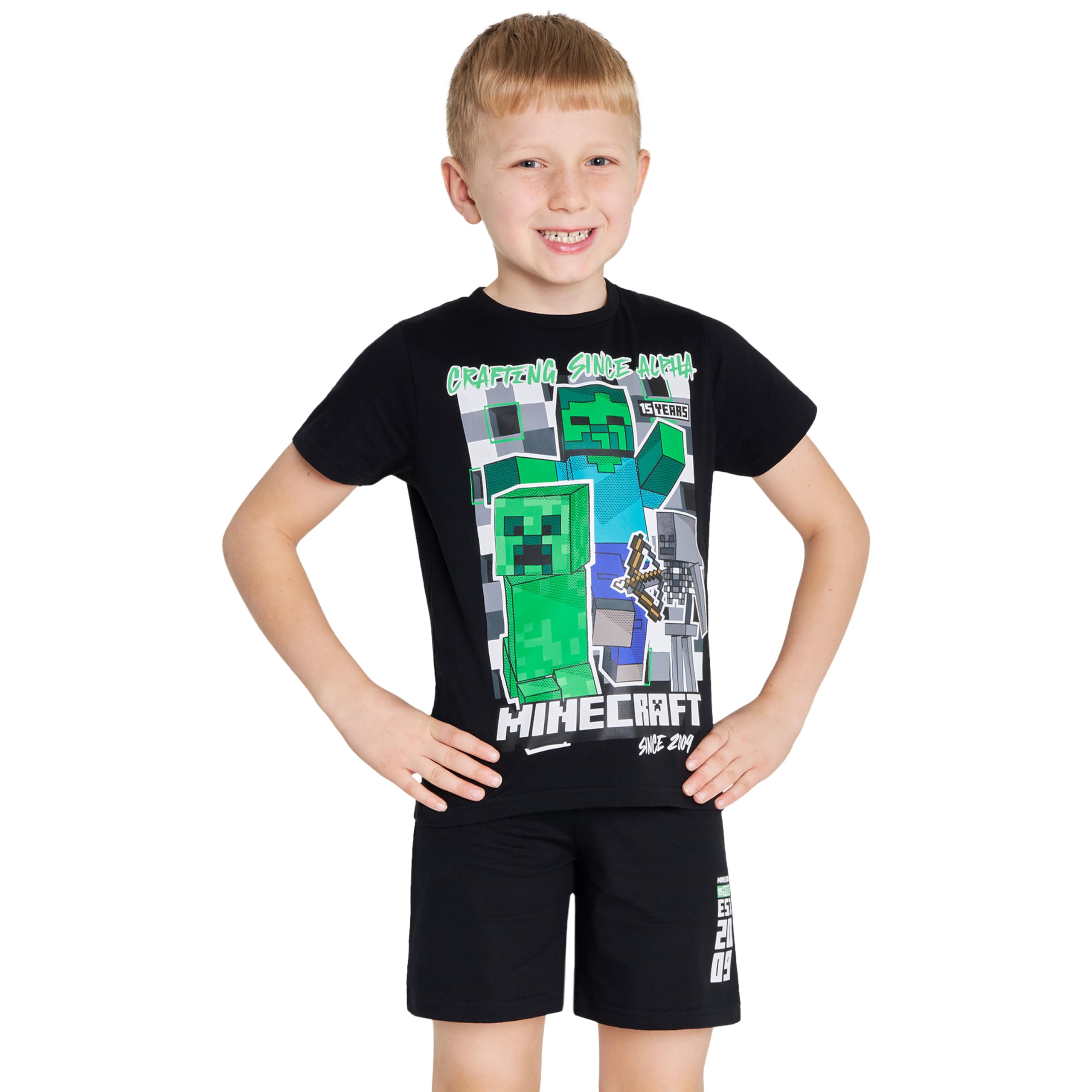 Minecraft Pijama Set Corto, Transpirable de 2 Piezas - para Niños