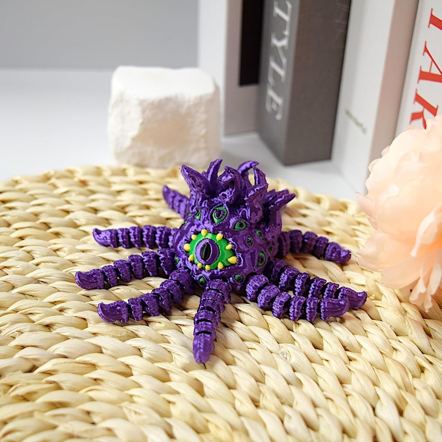 3D Printed Articulating Octopus Fidget Toy,Cute 3D Printed Animals,Fun Desk Decor,Unique Ocean Lovers Gifts (Purple Scary Octopus)