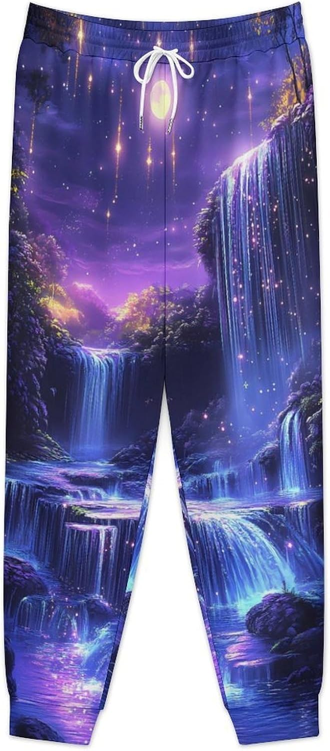 Moon Waterfall Men's Pants Athletic Workout Sweatpants Jogger Casual Pant for Sports Home