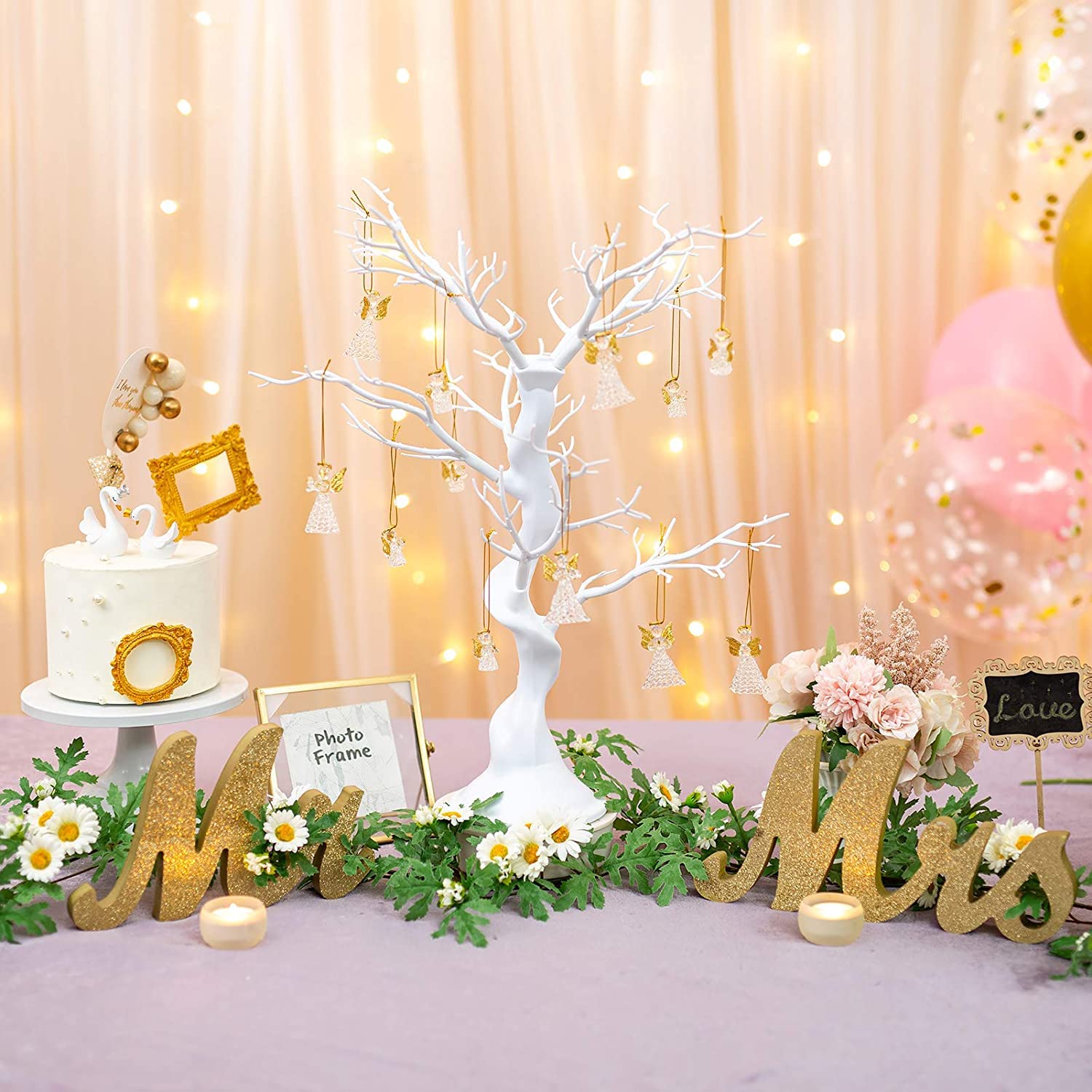 Sziqiqi 58cm Arbre de Pâques Blanc: Arbre de Paques Centre de Table pour Boule Decoration - Arbre Decoratif Interieur pour Mariage Fête Anniversaire Noël Bapteme Oeuf de Paques a Decorer