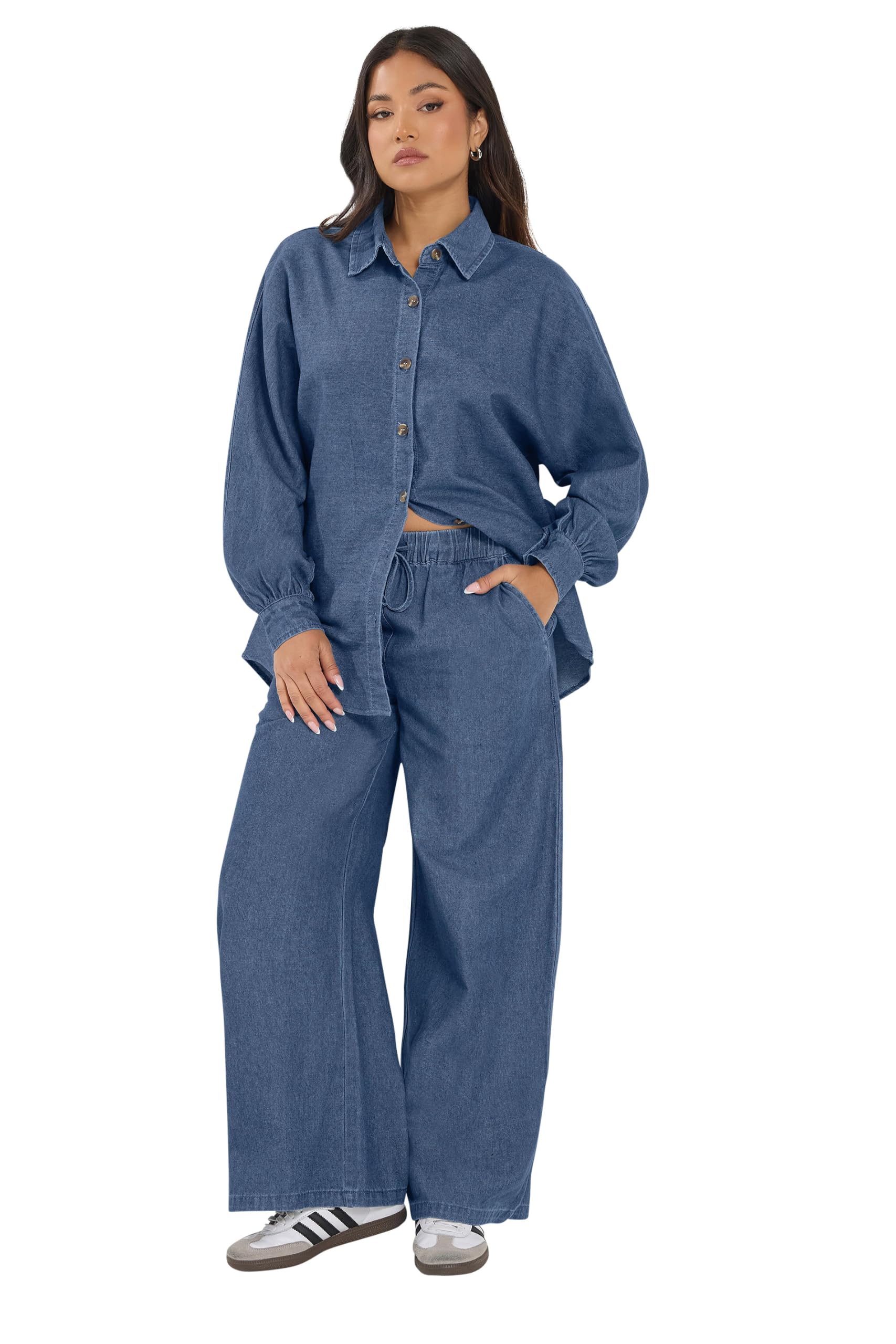 PixieGirl Petite Mid Blue Wide Leg Jeans Petite