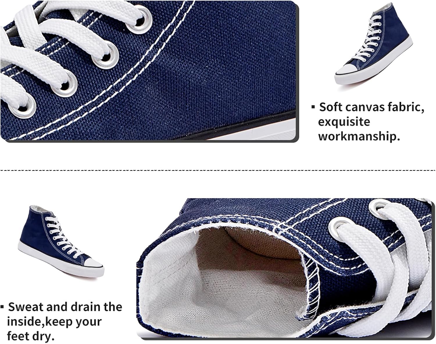 Womens Canvas Sneakers High Top Lace ups Casual Walking Shoes - Image 5