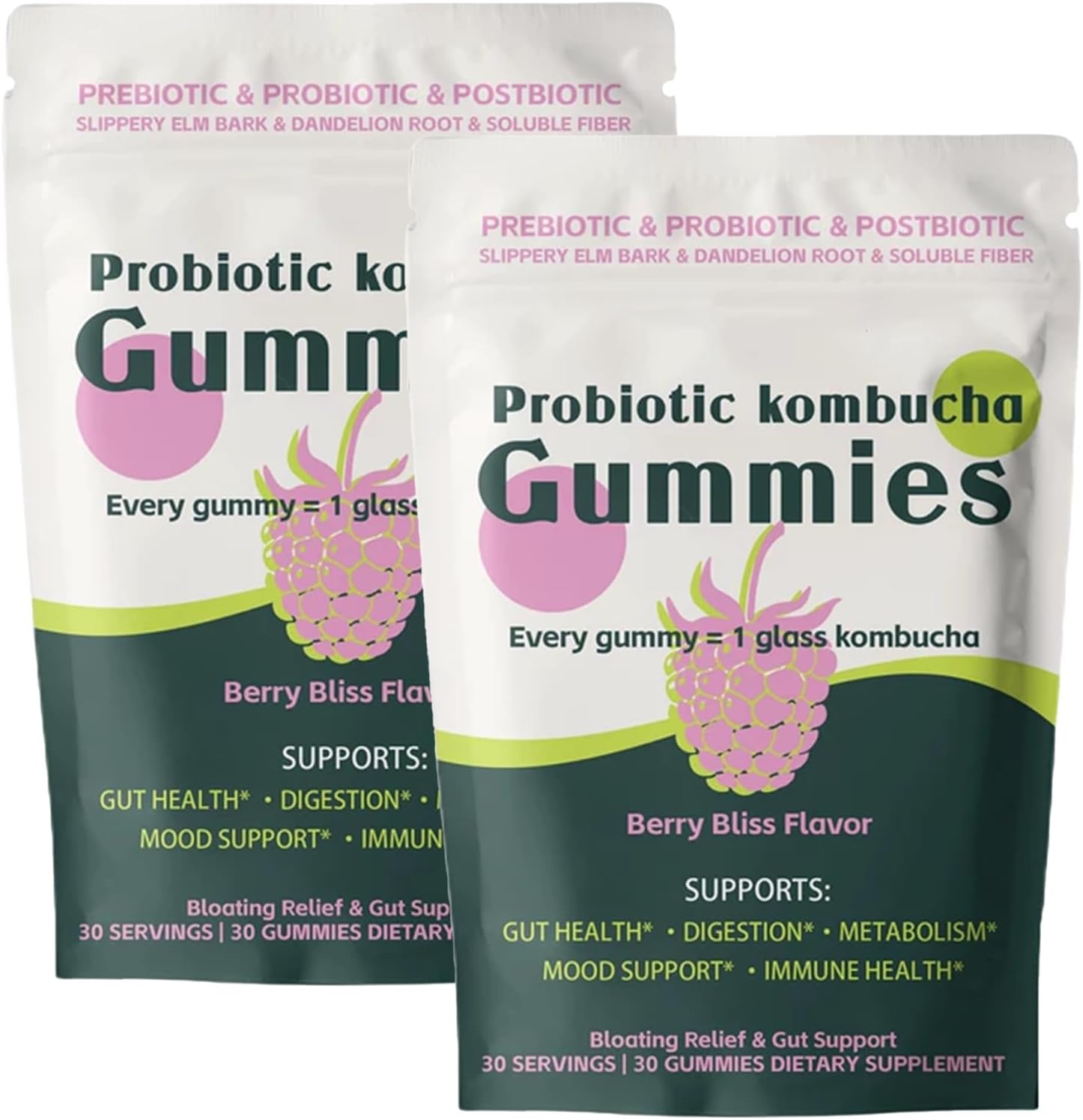 Probiotic Kombucha Gummies, Berry Flavor, Prebiotics, Probiotics, Postbiotics with Soluble Fiber, Daily Digestive & Gut Support, Vegan, 30 Gummies (1) - Image 7