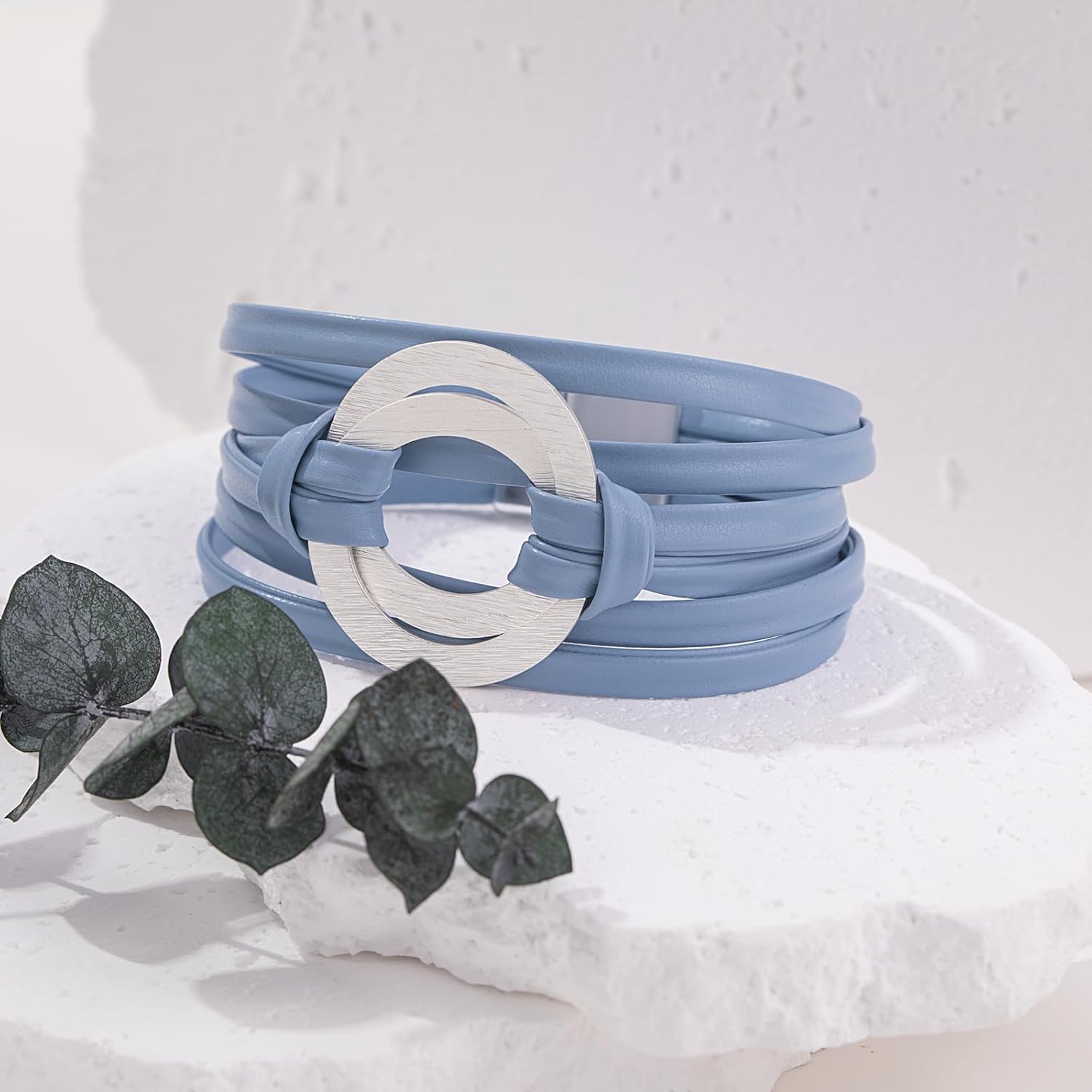 FANCY SHINY Infinity Leather Wrap Bracelets Boho Cuff Bracelets Cute Stackable Bangle with Magnetic Clasp Jewelry Gifts for Women - Image 6