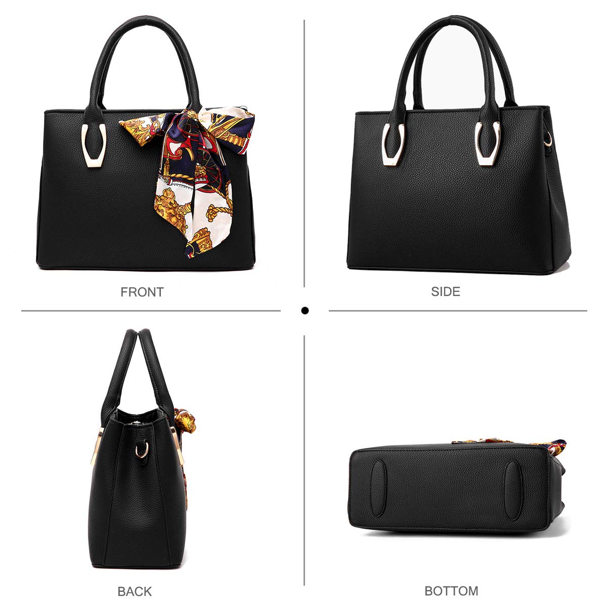 ADITAM - Bolso de mano para mujer, de piel sintética, con lazo, gran capacidad, con muchos compartimentos, color morado
