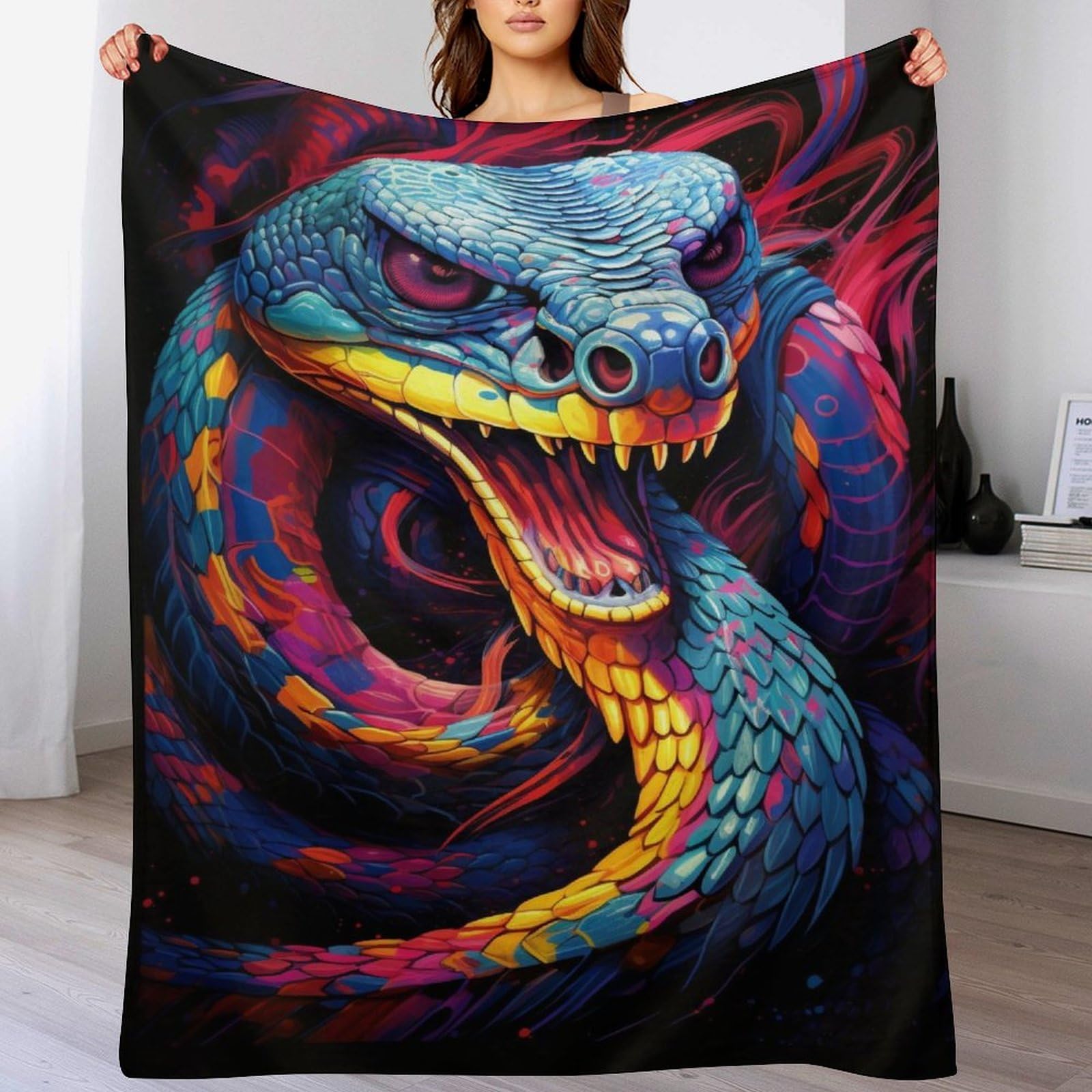 Manta de forro polar de serpiente de 130x150 cm ligera y suave