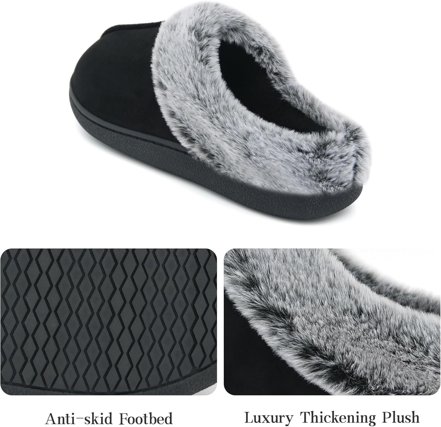 Jerzmy Fuzzy House Slippers for Women, Cushion Memory Foam Slippers Suede Faux Fur with Arch Support, Comfy Home Shoes for Indoor Outdoor Bedroom - Image 5