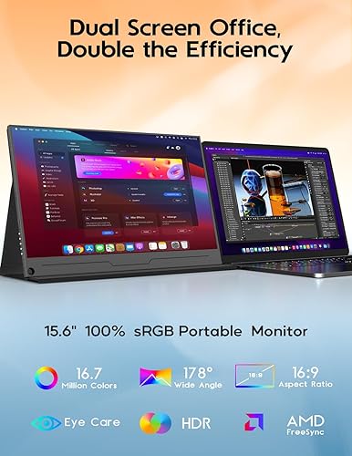 Miniatura 3 de ZSCMALLS Monitor portátil 4K, monitor extendido para portátil de 15.6 pulgadas 3840 x 2160, 15001 100% sRGB USB-C HDMI, monitor de viaje portátil