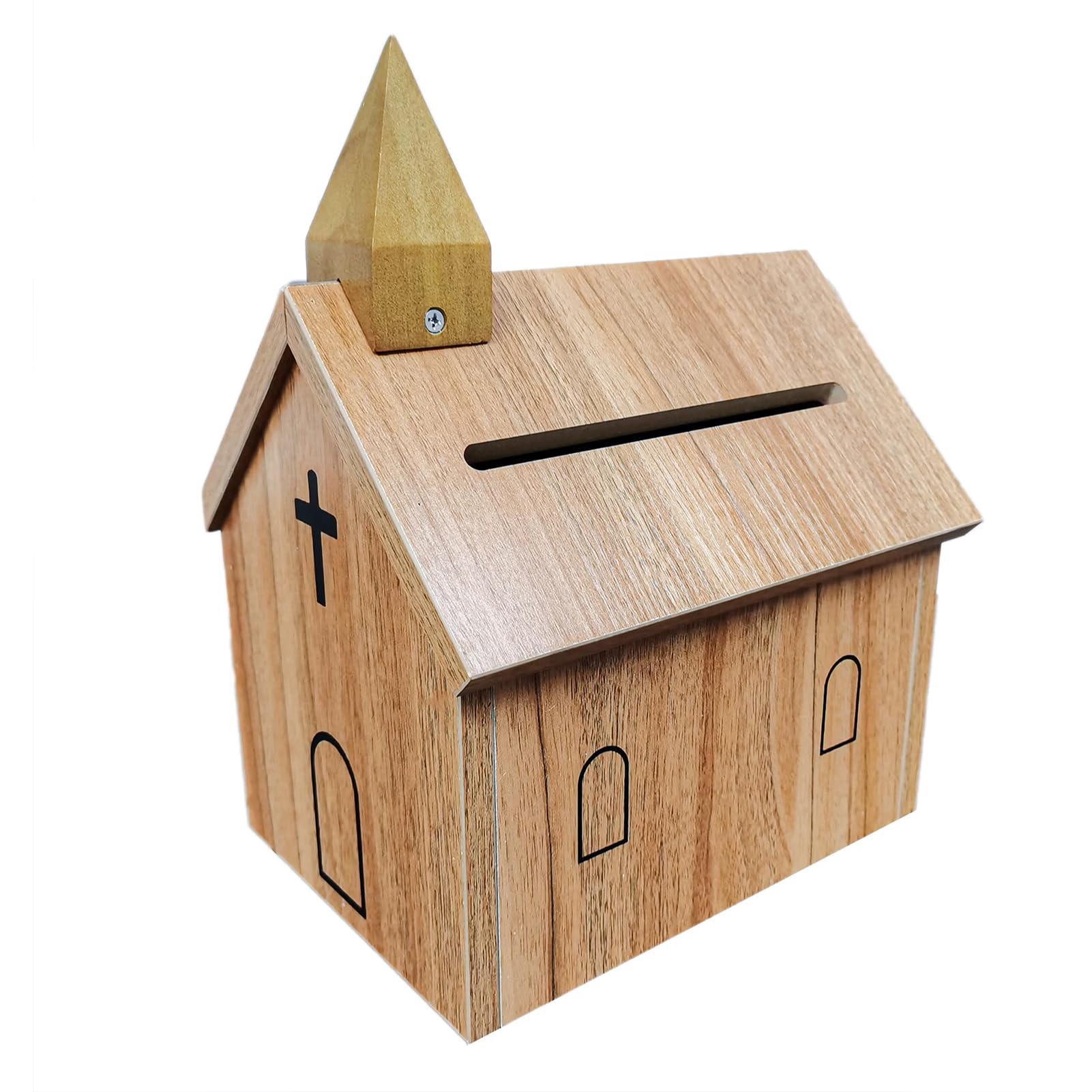 Wooden Church Offering Box with Lock & 2 Keys Tabletop & Wall Mounted Christian Donation & Fundraising Box Office Suggestion & Comment Collection Box