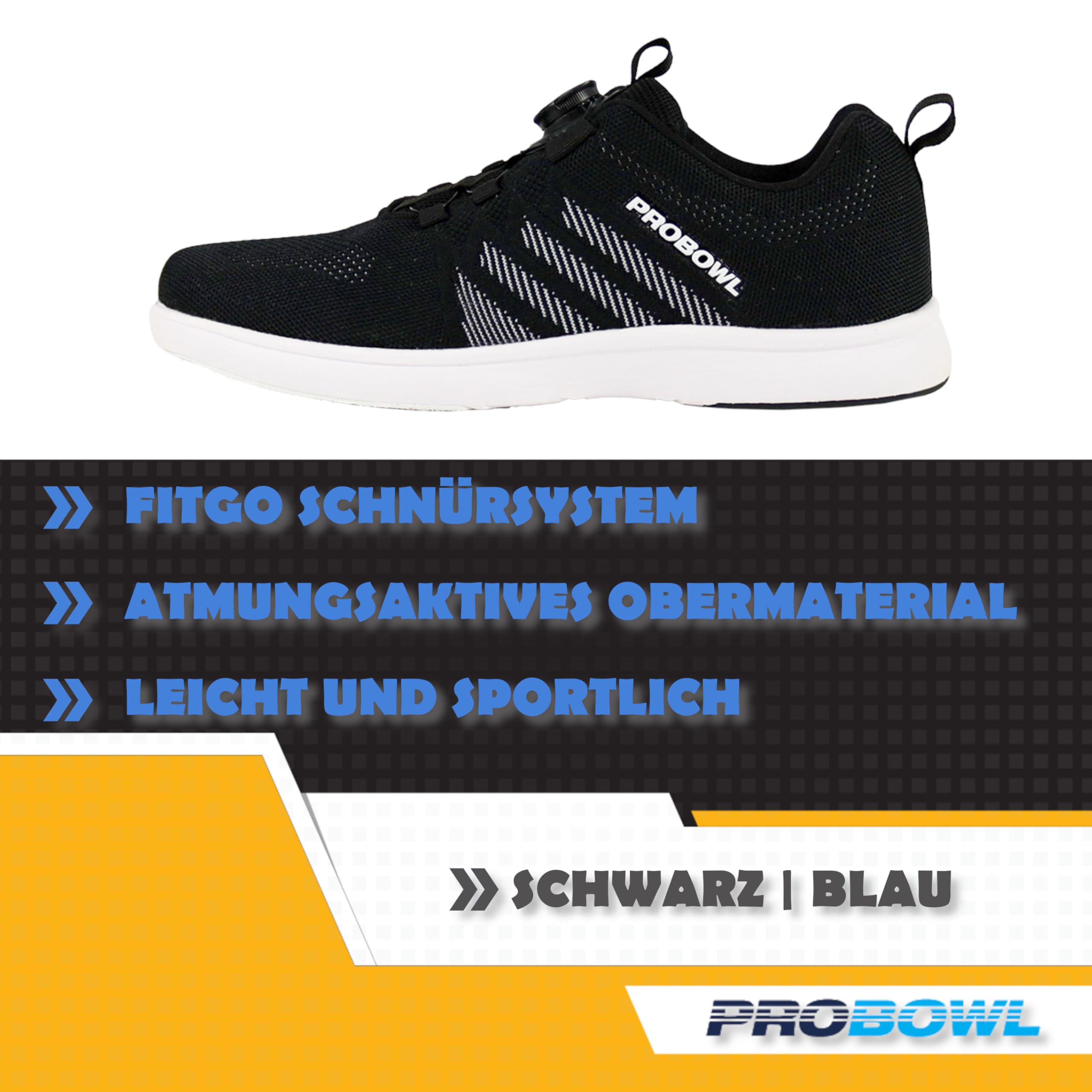 EMAX - Pro Bowl - Supro - Chaussures de bowling pour homme, femme et adulte - Avec système de laçage Fit-Go - Équipement de bowling pour les loisirs