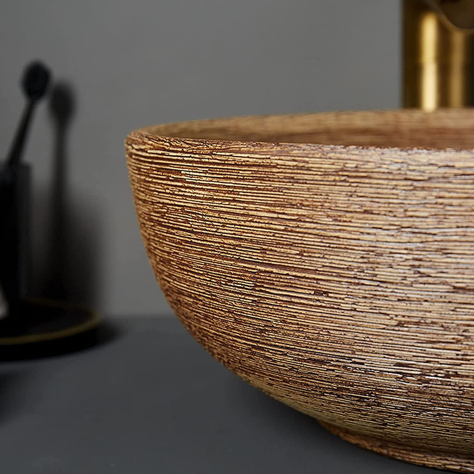 Umywalka ceramiczna nablatowa, umywalki nablatowe, okrągła miska umywalkowa z odpływem, umywalka Art Basin do szafki łazienkowej