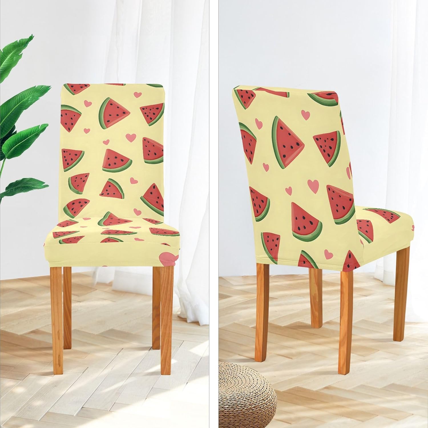 ALAZA Chair Covers for Dining Room, Watermelon Heart Pattern Stretch Chair Cover Sets Chair Protector Removable Washable for Ktichen Restaurant Hotel