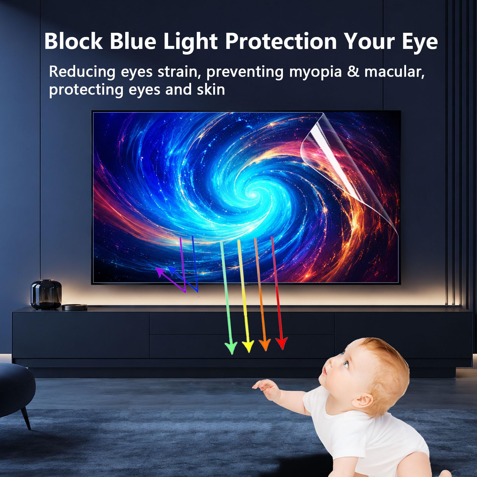 Protector De Pantalla Para Televisor con Filtro De Luz Azul, Filtro De Pantalla Mate Antirreflejos Que Bloquea Los Rayos UV Y La Luz Azul Protector De Pantalla Antiarañazos