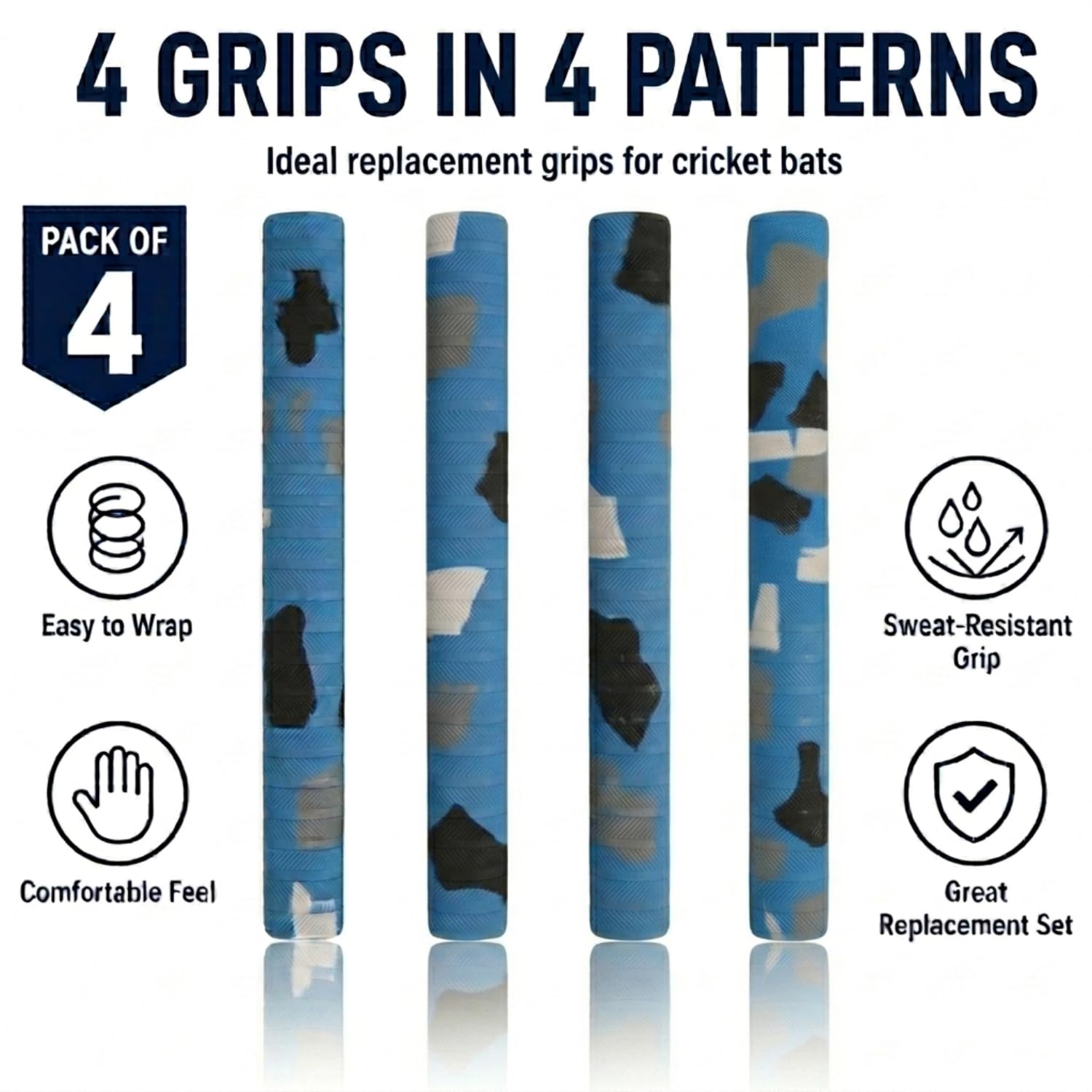 Cricket Bat Grips - Durable Rubber Grips with Soft Feel