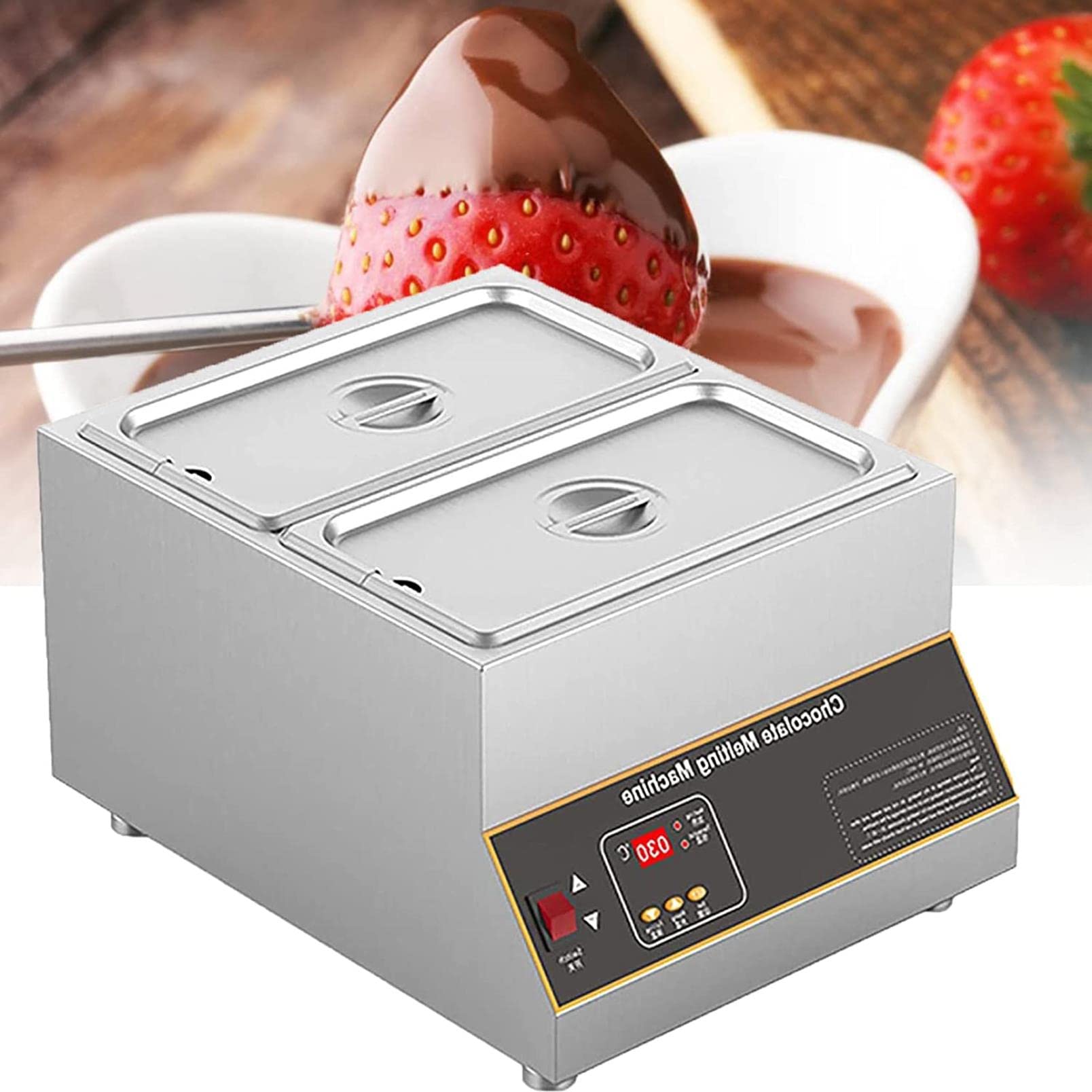 AYCDL Electric Chocolate Heater Melter Commercial Chocolate Melting Pot Machine 12KG for Chocolate Cheese,2Grid,2grid,2grid