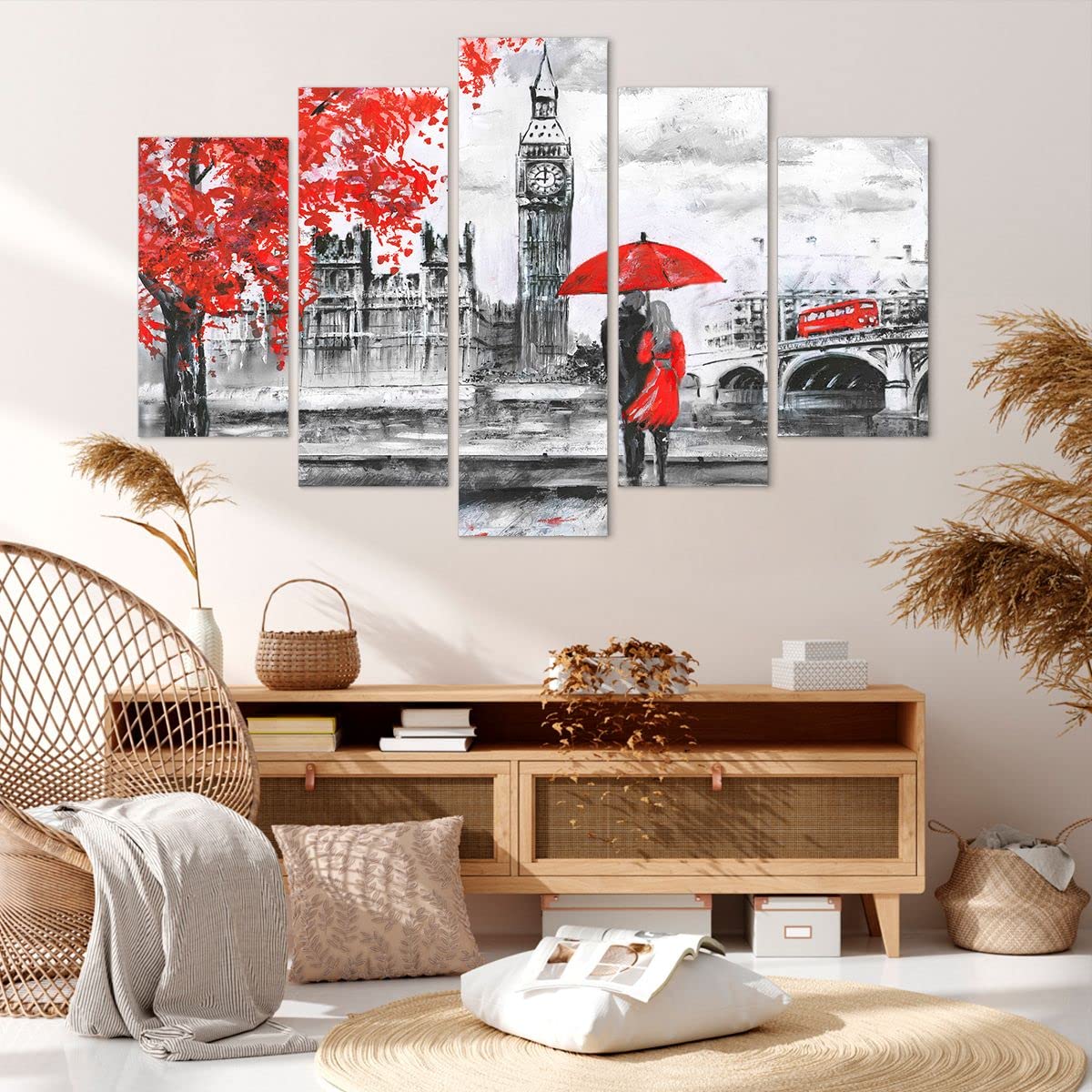 Lienzos decorativos 150x100cm Cuadro Sobre Lienzo Moderno Londres arquitectura ben grande Grande XXL Dormitorio Cuadros Pared Tríptico 5 Piezas Cuadros Decoracion Salon Wall Art Prints EA150x100-3153