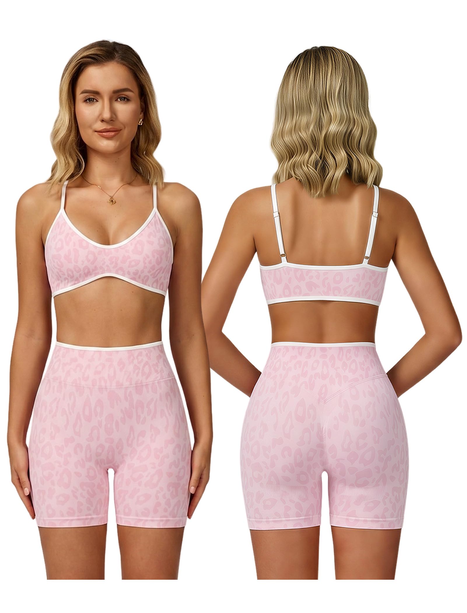 Odizli Set sportivo da donna Leo con reggiseno a vita alta e pantaloncini