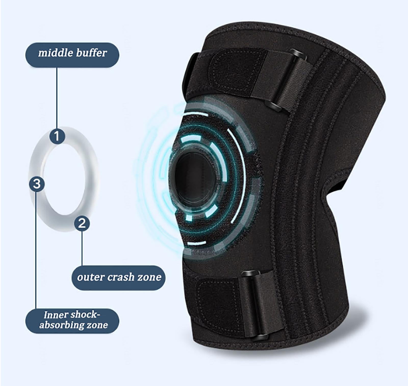 Ginocchiera Professionale per Dolore al Ginocchio, Stabilizzatore a Rotula Aperta per Donne e Uomini, Ginocchiera a Compressione Regolabile con Cuscinetti in Gel per Rotula
