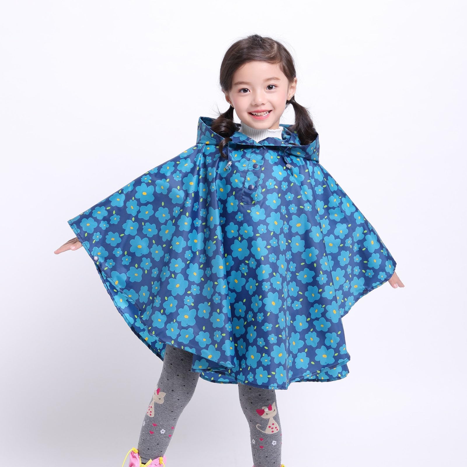 Veste Imperméable Enfant, Imperméable pour Enfants vêtement de Pluie Poncho animé pour Filles Manteau à Capuche pour Jeunes Contre intempéries Mode ludique Confort assuré vêtement extérieur