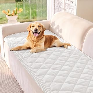 Deep Dream Pet Couch Covers for Dogs Washable, Fuzzy Couch Covers for 3 Cushion Sofa Pet Friendly, Non Slip Sofa Cover (White, 27.6" x 70.9")