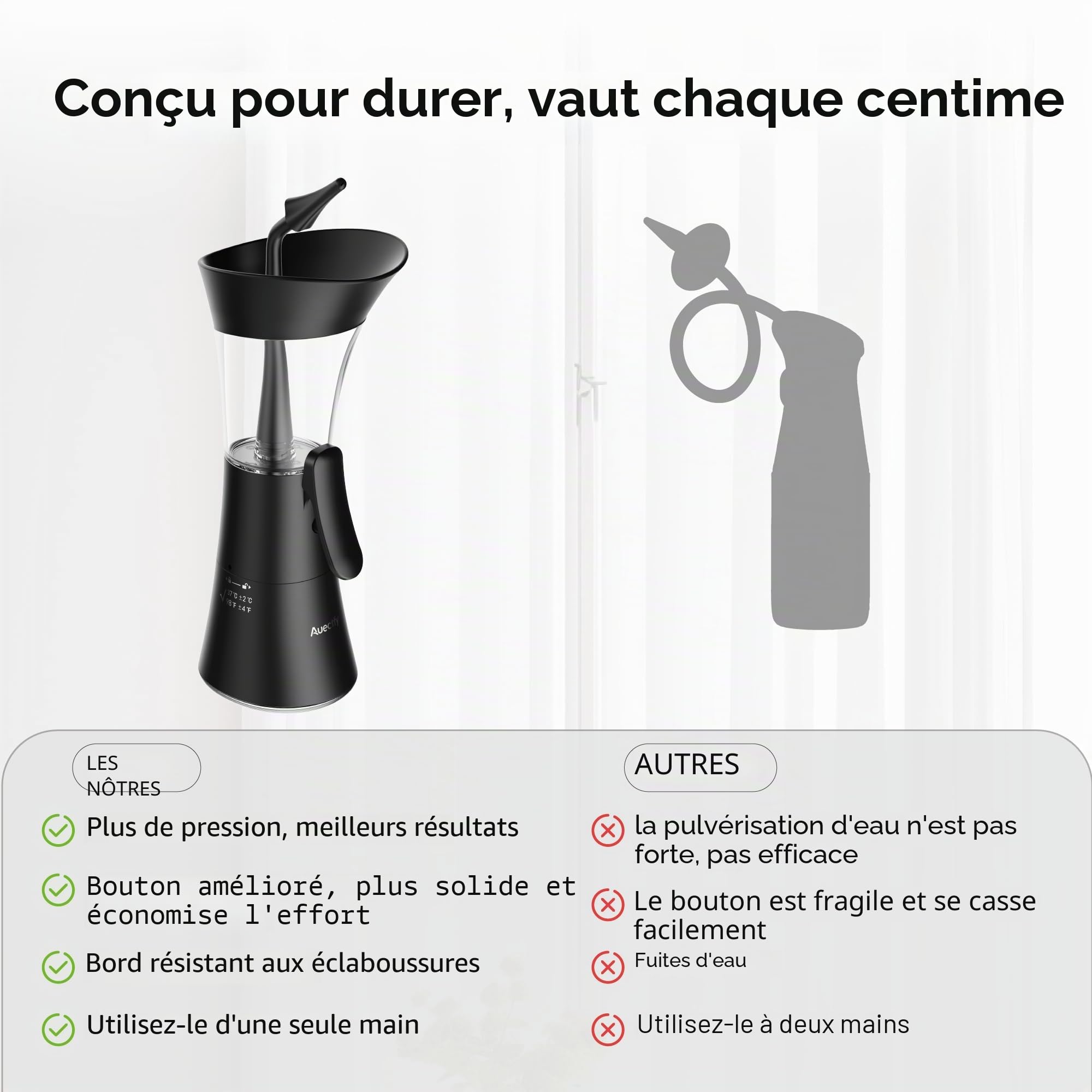 Kit de retrait manuel du cérumen – Outil de nettoyage d'oreille à une main, système de rinçage d'oreille facile à utiliser avec embout en silicone souple pour un nettoyage efficace et sûr de la cire