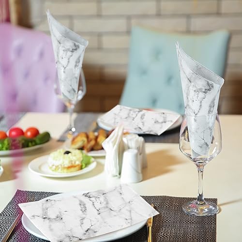 Miniatura 6 de Zonon 200 toallas de mano de papel para baño, toallas de invitados de mármol desechables, servilletas decorativas de papel para invitados,