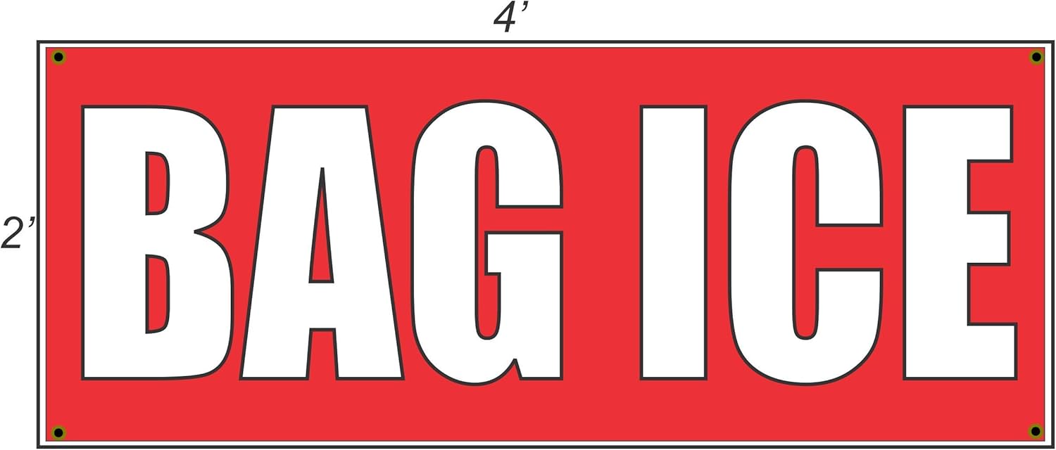Bag Ice Red Banner Sign 2x4 Rro Gas Station Convenience Store