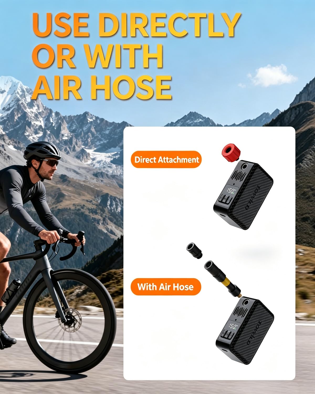 TOWILD A15 Electric Bike Tire Pump - Portable & Rechargeable -7