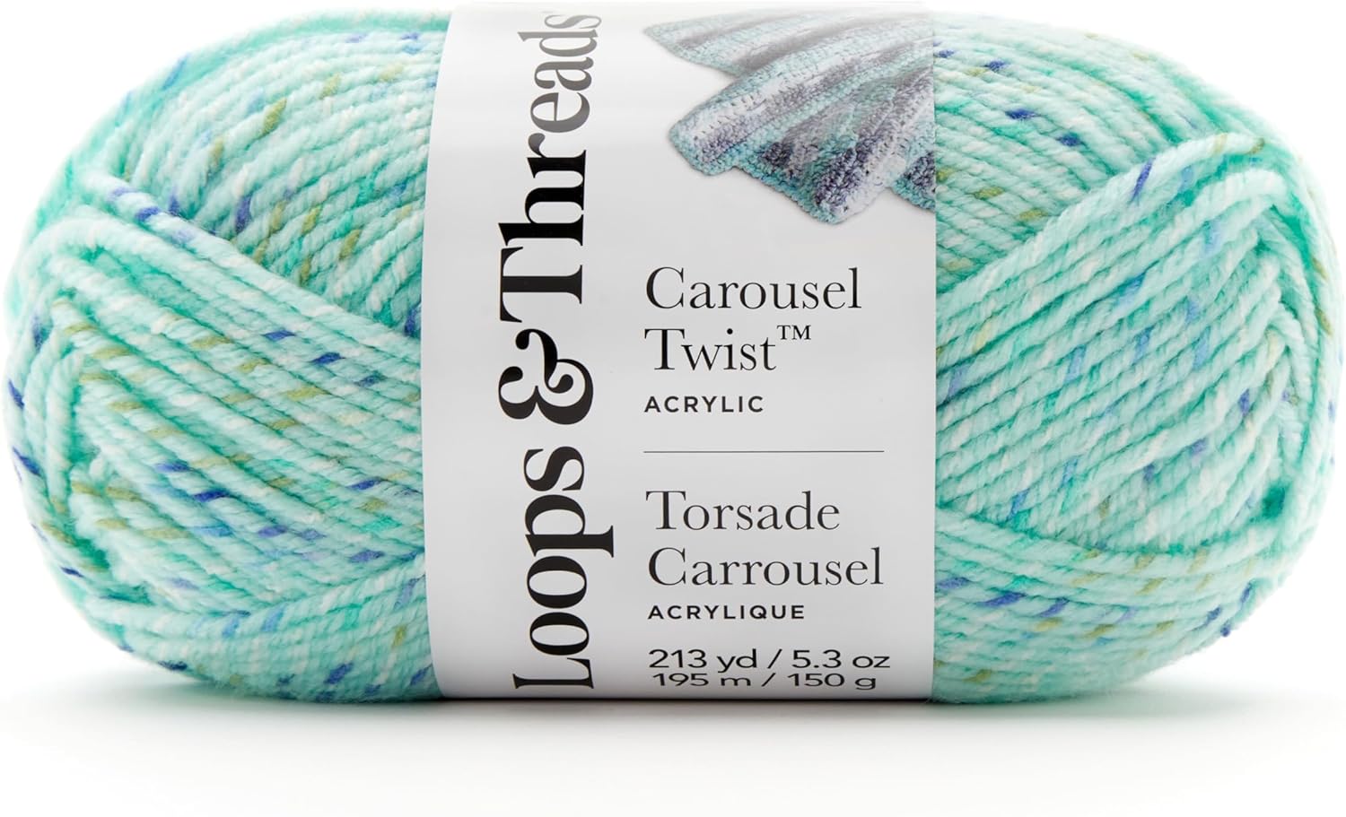 Loops & Threads Carousel Twist Yarn - Yarn for Knitting, Crochet, Weaving, and Arts & Crafts - Pink, Acrylic, 5.3 oz