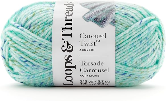 Loops & Threads Carousel Twist Yarn - Yarn for Knitting, Crochet, Weaving, and Arts & Crafts - Tide Pool, Acrylic, 5.3 oz
