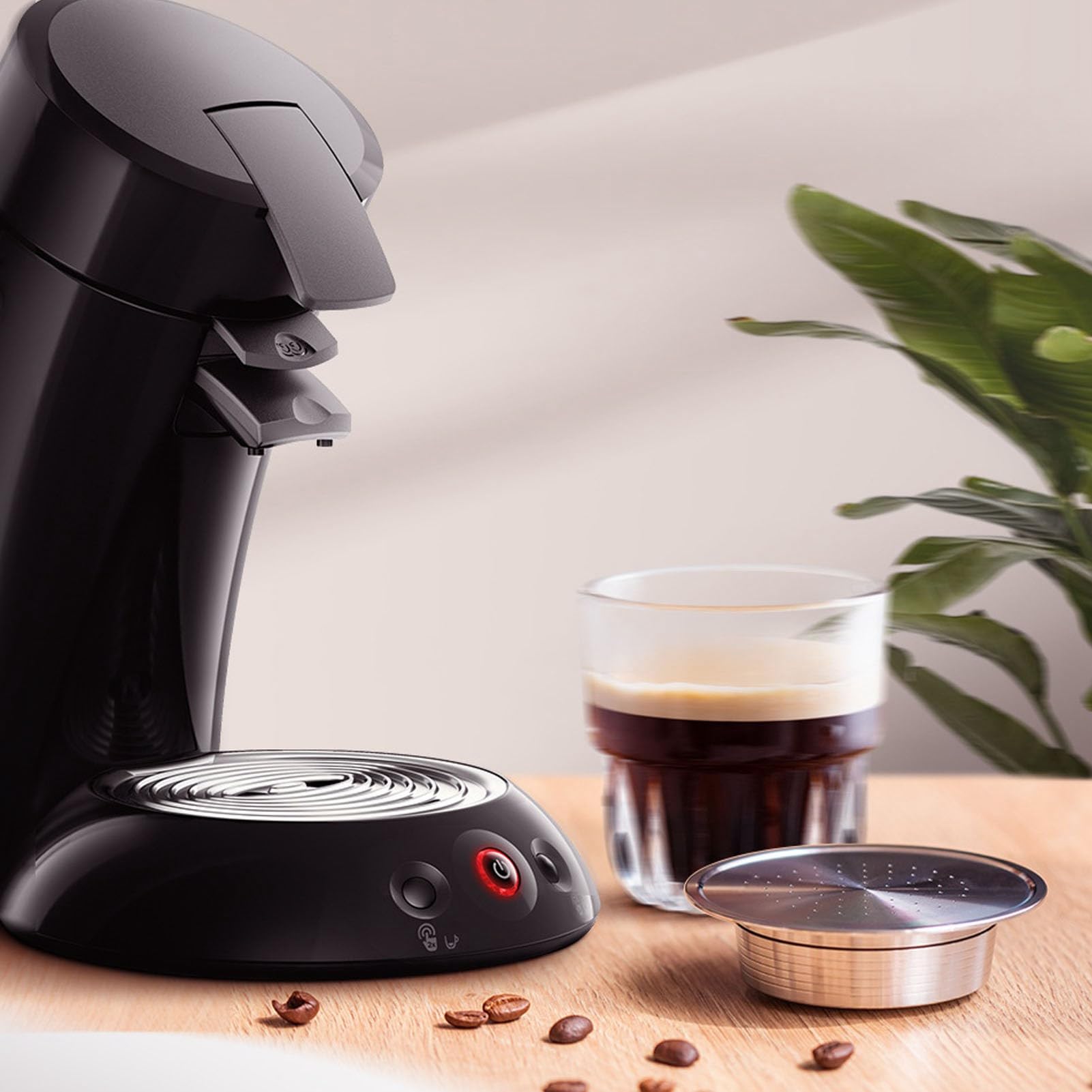 Cápsula de café recargable, taza de filtro de cápsulas de café reutilizable de acero inoxidable 304 con cepillo y cuchara para máquinas de café HD7801