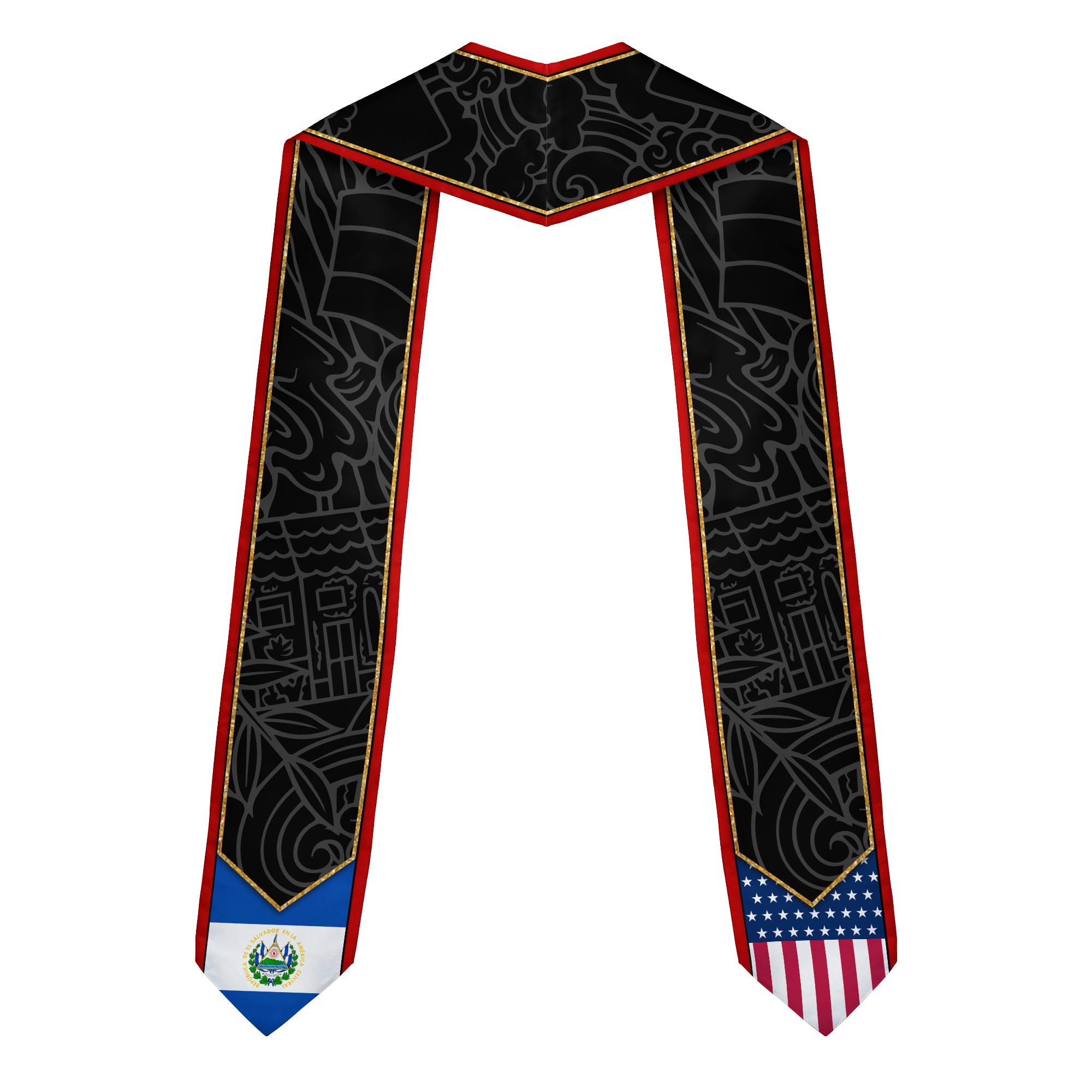 MonkeyVan Custom Salvadorans Graduation Sash, Salvadorans American Flag Graduation Sash 2025, El Salvador Graduation Stole Salvador5