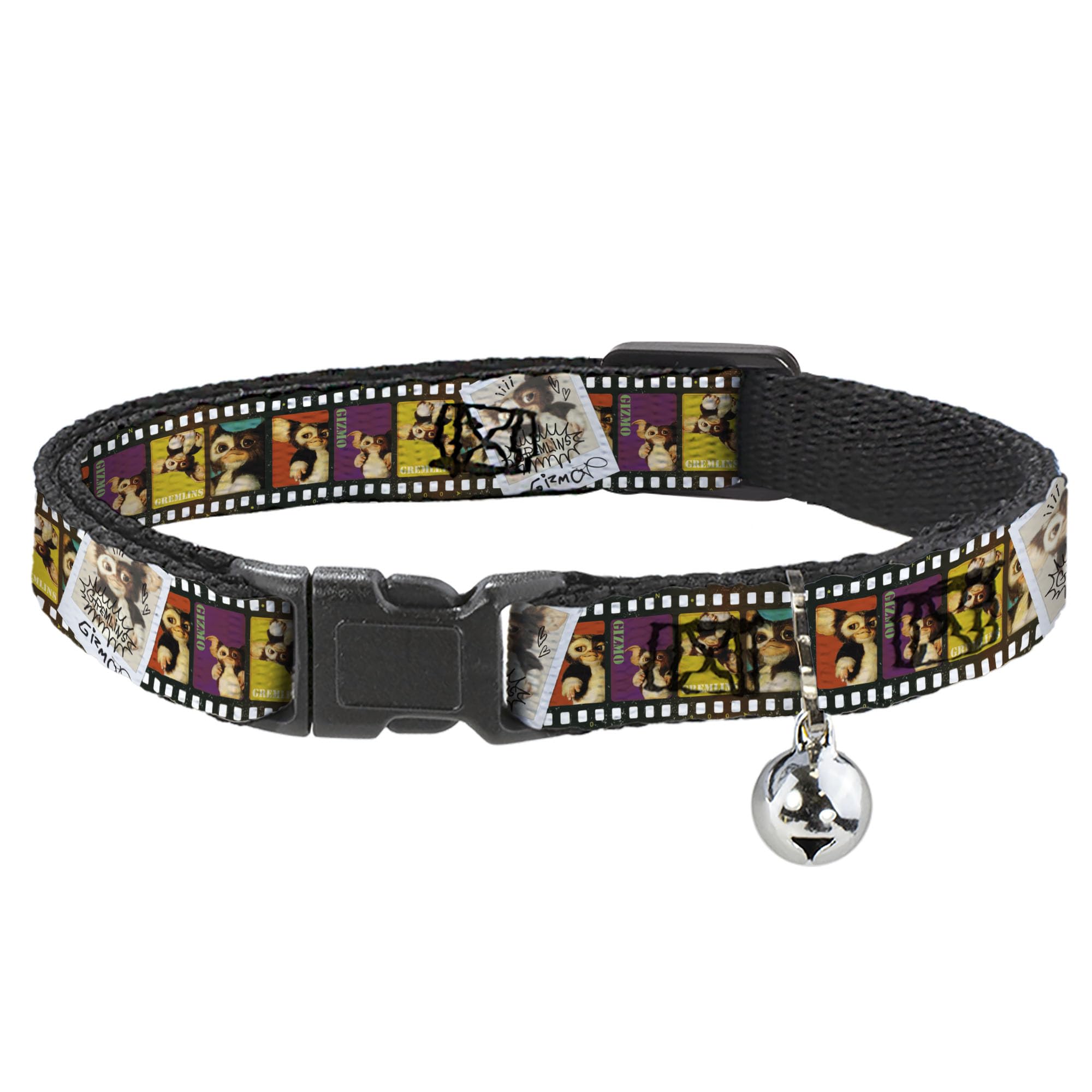 Collar de gato Gremlins ajustable de 0.5 pulgadas de ancho con clip de plástico y cascabel