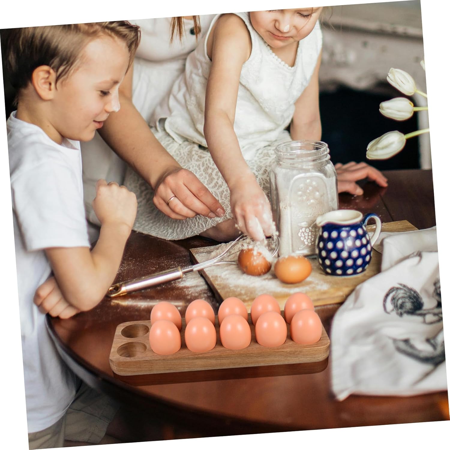 12holes Wooden Holder Tray for Organized Countertop and Refrigerator Storage Elegant Design for Fresh Eggs Sophisticated Kitchen Decor Safe and Smooth Finish