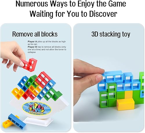 Miniatura 6 de Tetra Tower - Juguetes apilables de equilibrio, 16 piezas de juegos de mesa para niños y adultos, juego de equilibrio para 2 jugadores, bloques de