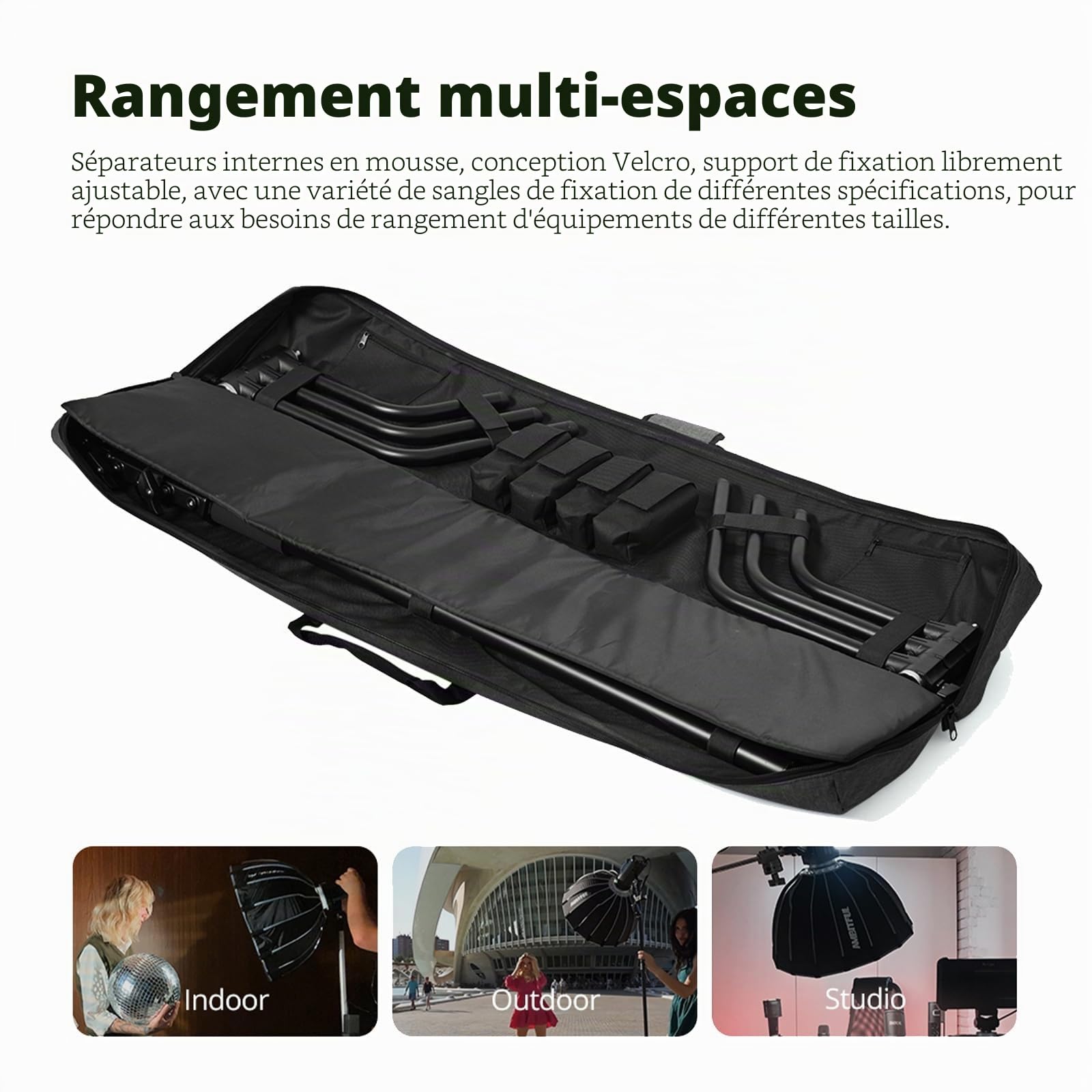 AMBITFUL PB20 Sac de transport avec support C 132 x 19 x 13 cm / 51,9" x 7,4" x 5,11" C Sac fourre-tout avec support pour photographie sur bras C, gris, Tote Bag