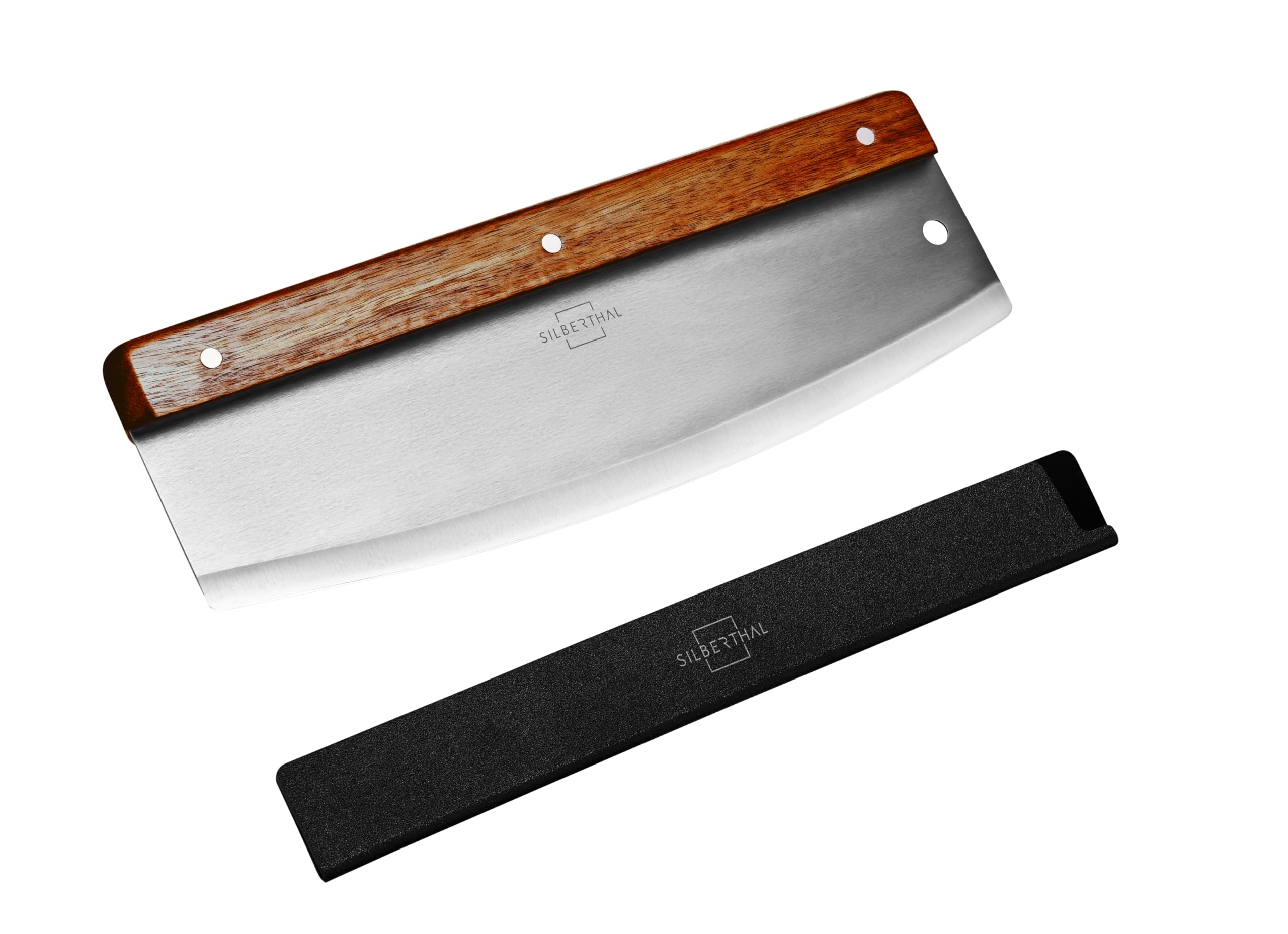 SILBERTHAL Professional Large Pizza Cutter - Stainless Steel and Wood Pizza Cutter - Pizza Cutter with Protector