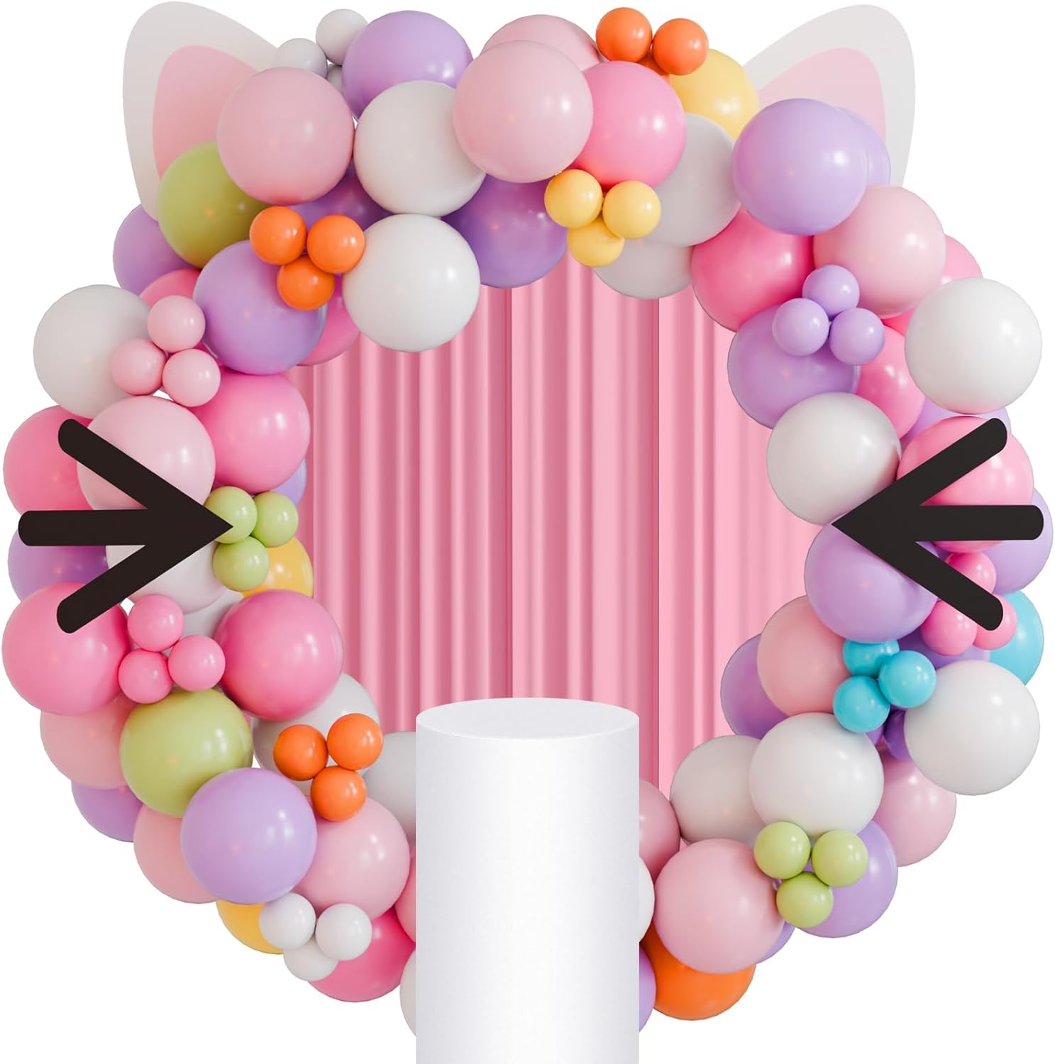 Hungdao 227個 ガールズハウスバルーンパーティー用品 ガールズテーマバルーンガーランドアーチデコレーション 大きな耳ひげ装