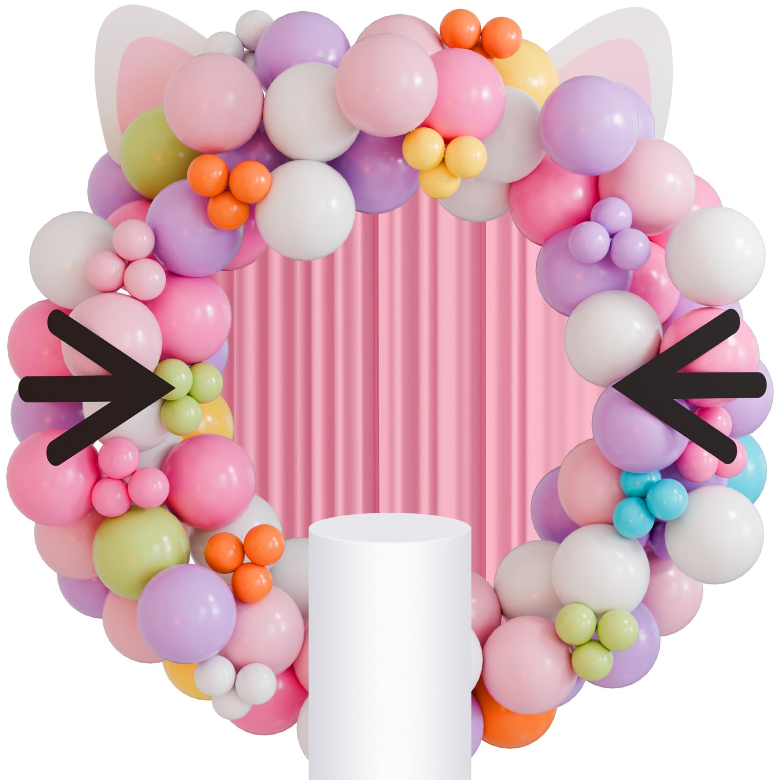 Hungdao 227 Pcs Girls House Balloon Party Supplies Girls Theme Balloon Garland Arch Decoration Large Ear Beard Decoration for Cat Theme Birthday Party