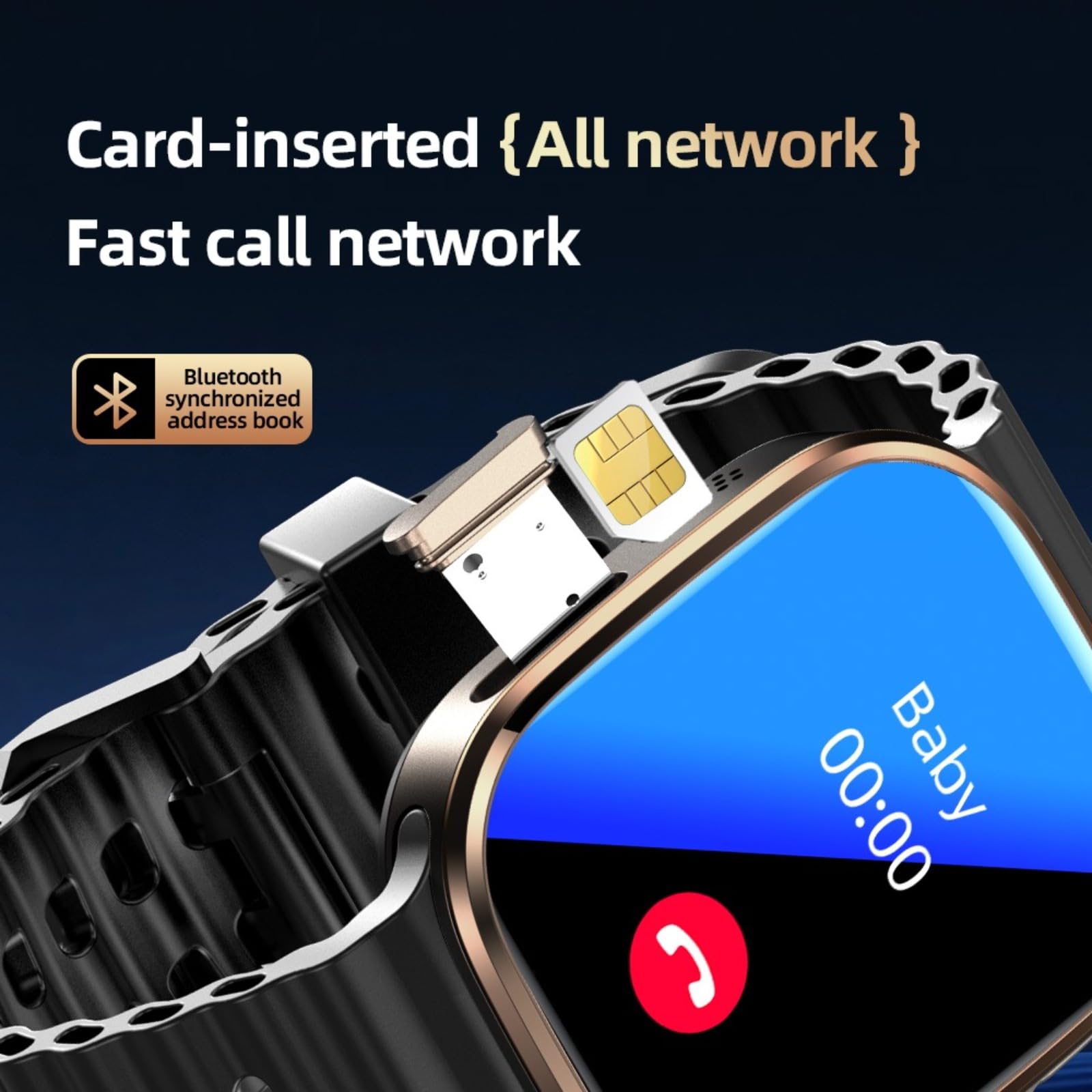 Orologio intelligente 5G con slot per scheda SIM, touch screen completo e funzione di chiamata, orologio intelligente impermeabile con rete cellulare, regalo per ragazzi e ragazze