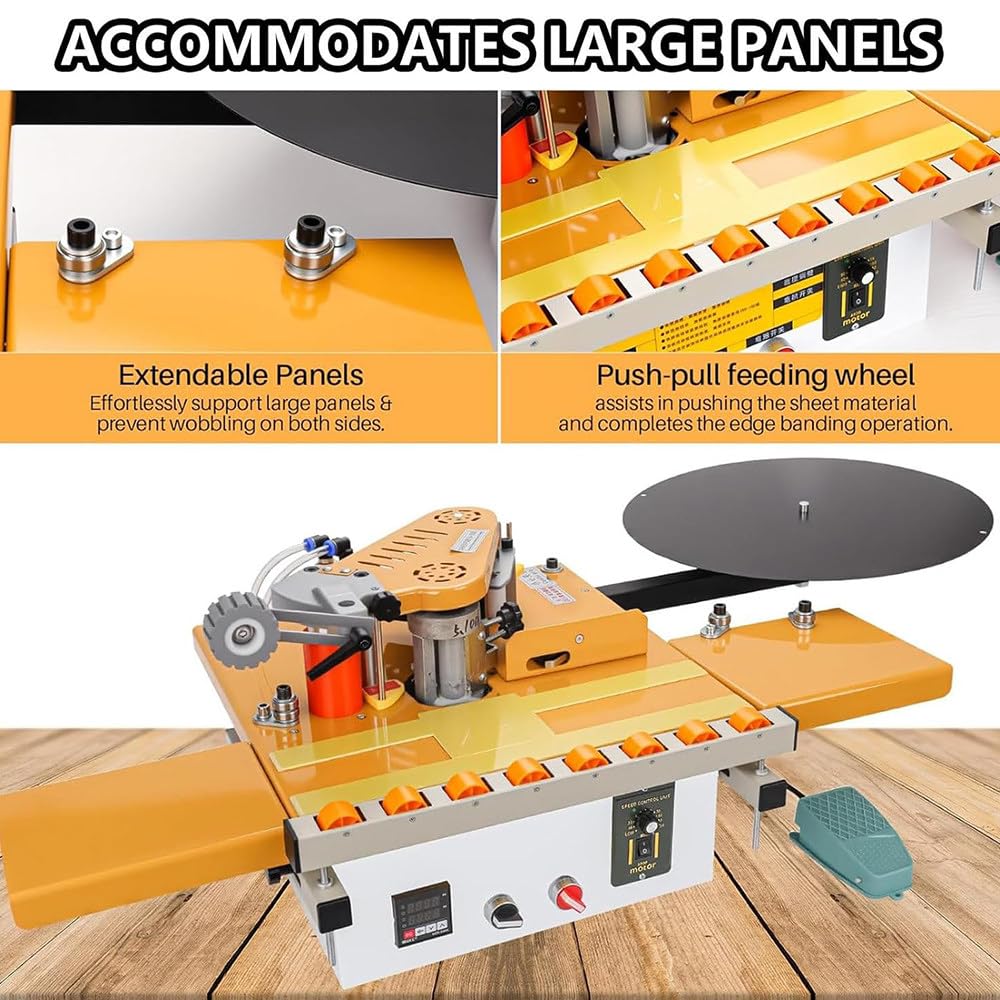 Encoladora de Cantos Automática Portátil con Pedal, Funcionamiento para Bordes Curvos y Rectos,Control Inteligente de Temperatura,Capacidad de Adhesivo 1000ml B